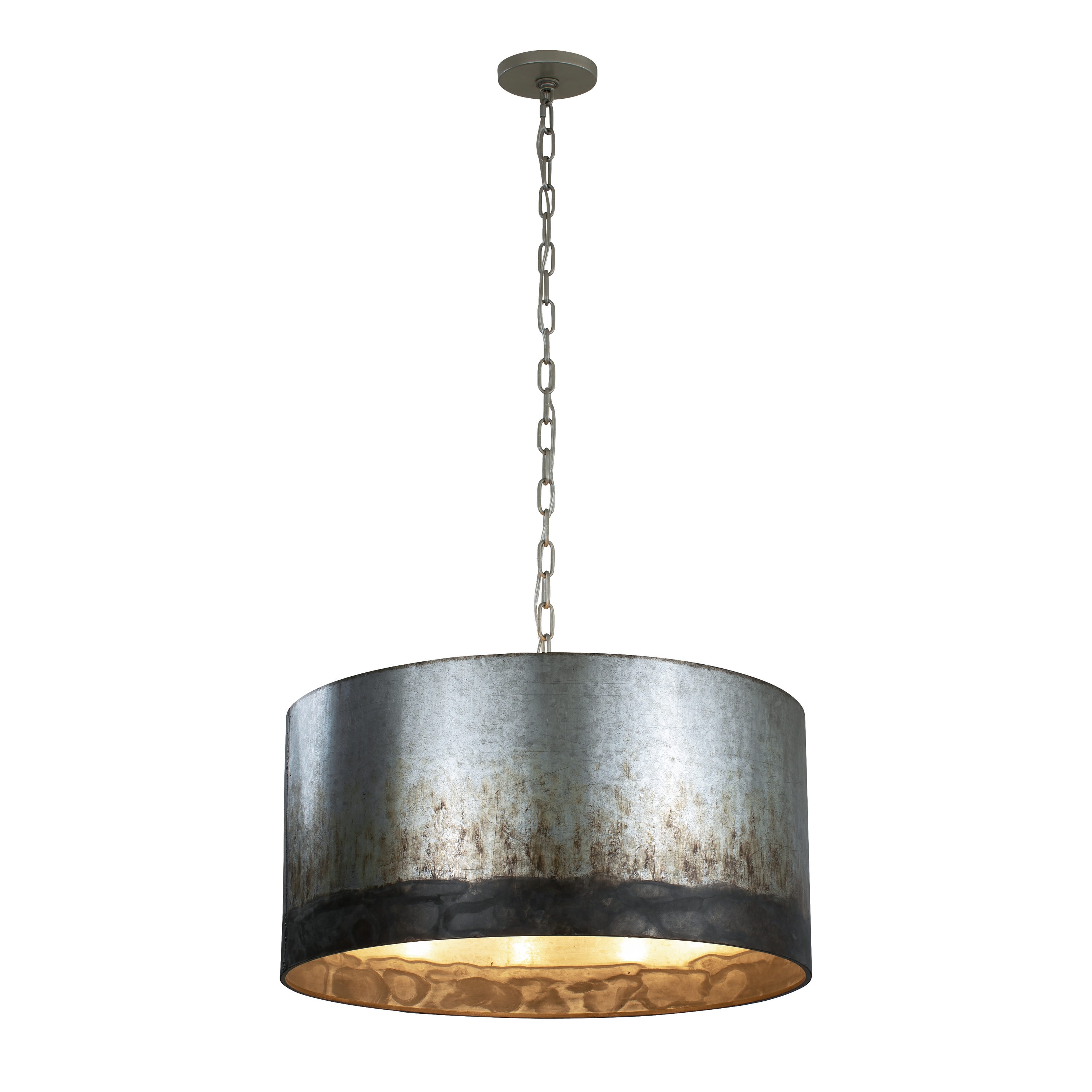 Varaluz 323P04OG Cannery 4 -Light Ombre Galvanized Transitional Drum Hanging Pendant light