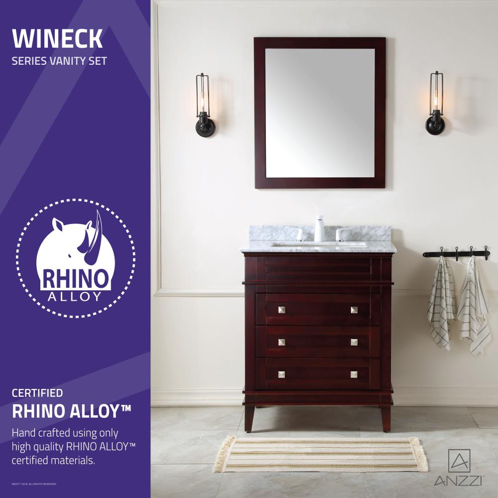 ANZZI Wineck Series 30-in Gray Single Sink Bathroom Vanity with Carrara White Natural Marble Top (Mirror Included)