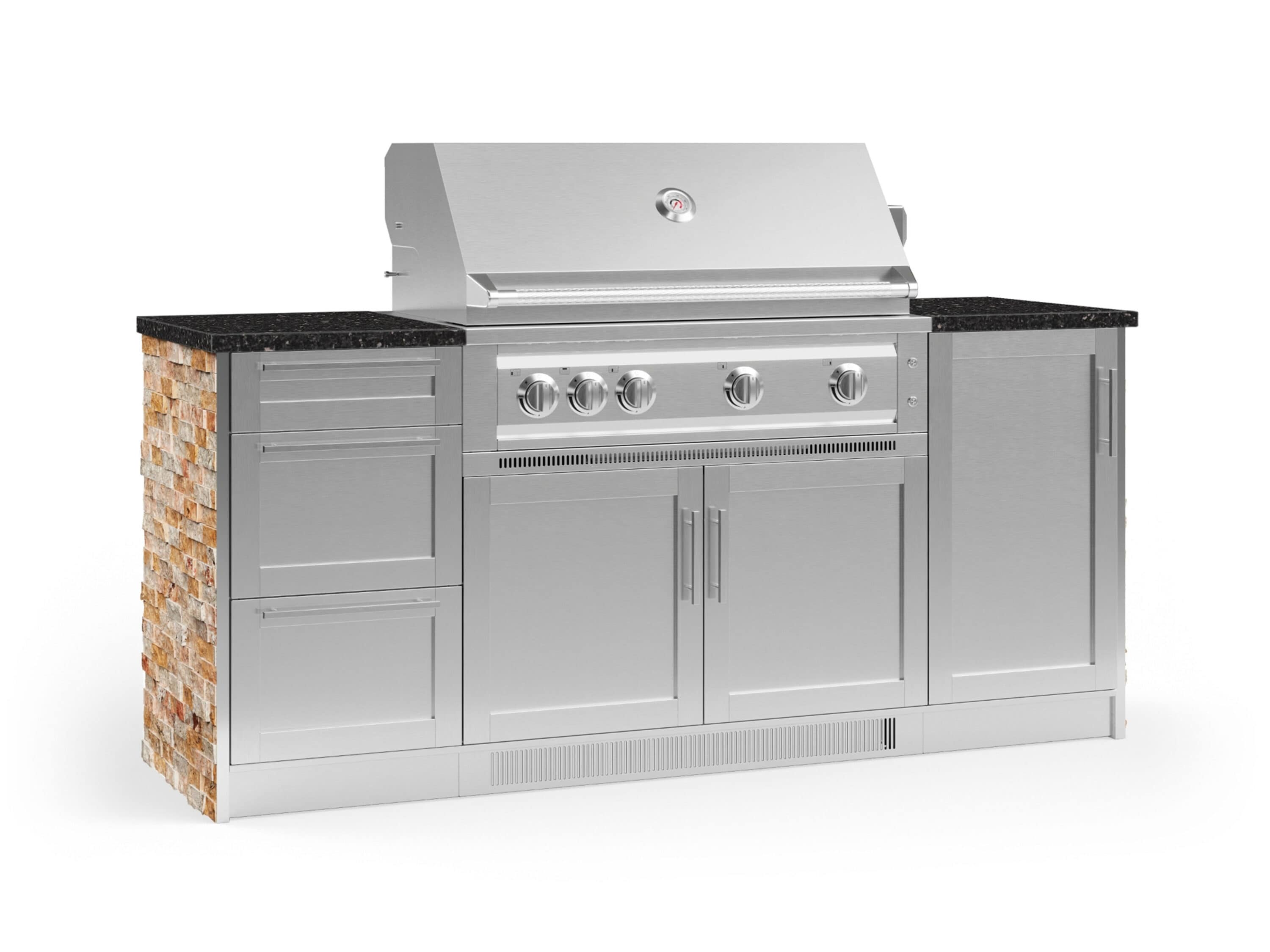 NewAge Products 68282 Signature Series Cabinets Platinum Grill 8 -Piece 79.16-in W x 25.5-in D x 51-in H Modular Outdoor Kitchen Set 5 Burners