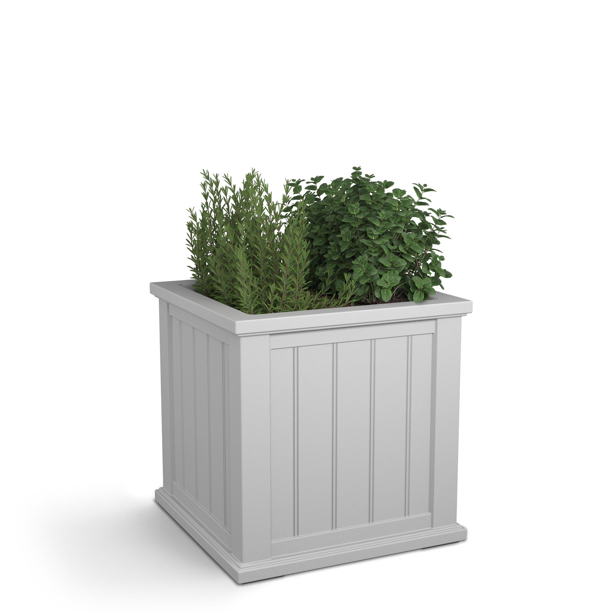 Mayne 4838-W Square 20-Inches W Large White Plastic Outdoor Planter with Drainage Holes with Self Watering