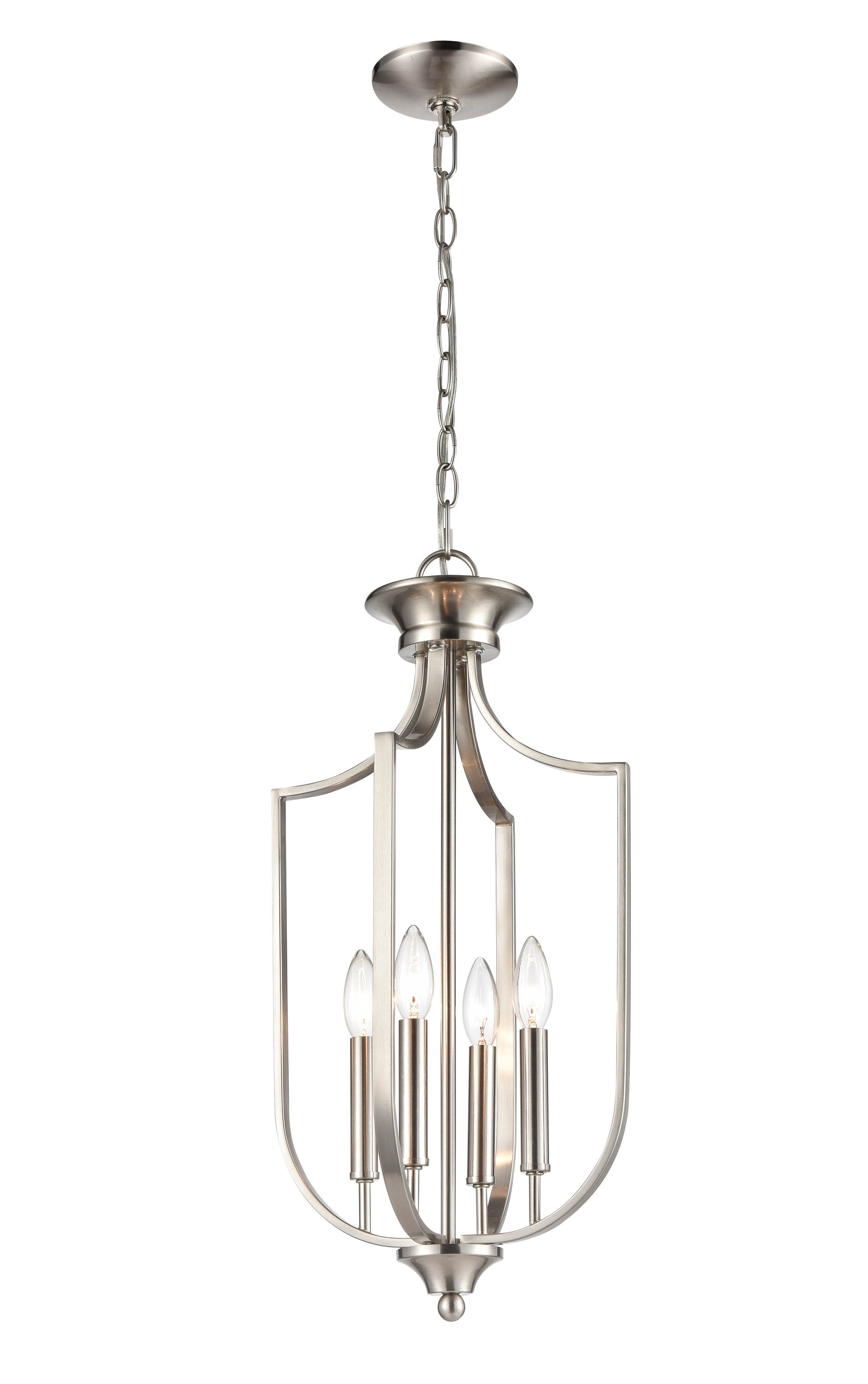 Brushed Nickel 4-Light Glass Pendant for Kitchen Island