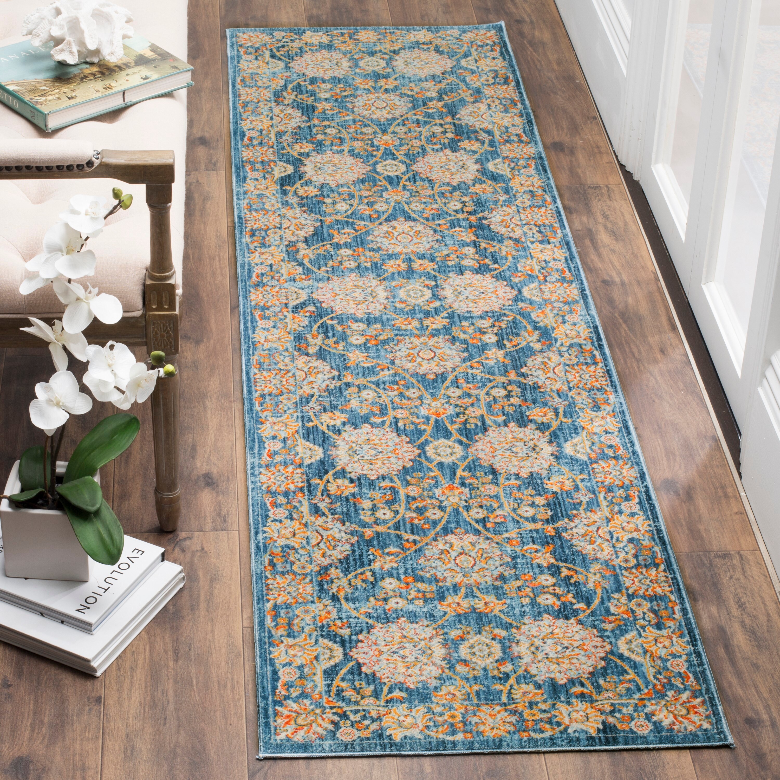 Safavieh VTP469K-210 Vintage Persian Bakrah 2 x 10 (ft) Loomed Polyester Turquoise/Multi Rectangular Indoor Distressed/Overdyed Vintage Runner rug