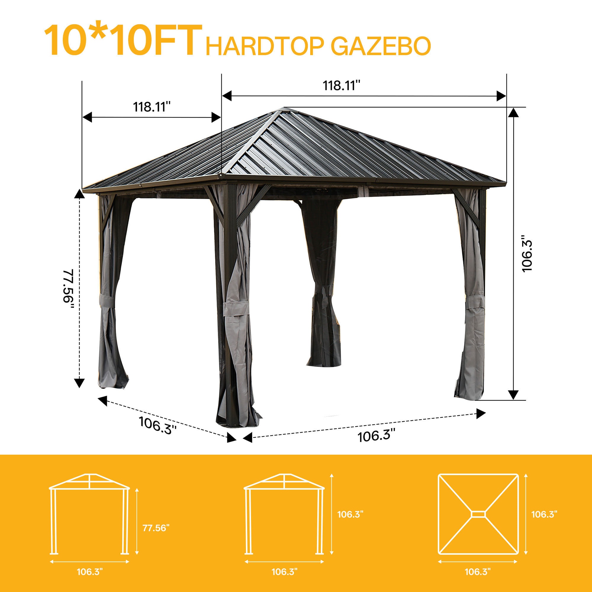 SINOFURN SYE350002GY Wood-Resin-Gazebos - View #4
