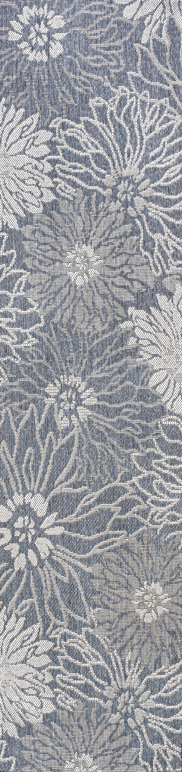 Gray Floral Synthetic Flat Woven Reversible Area Rug