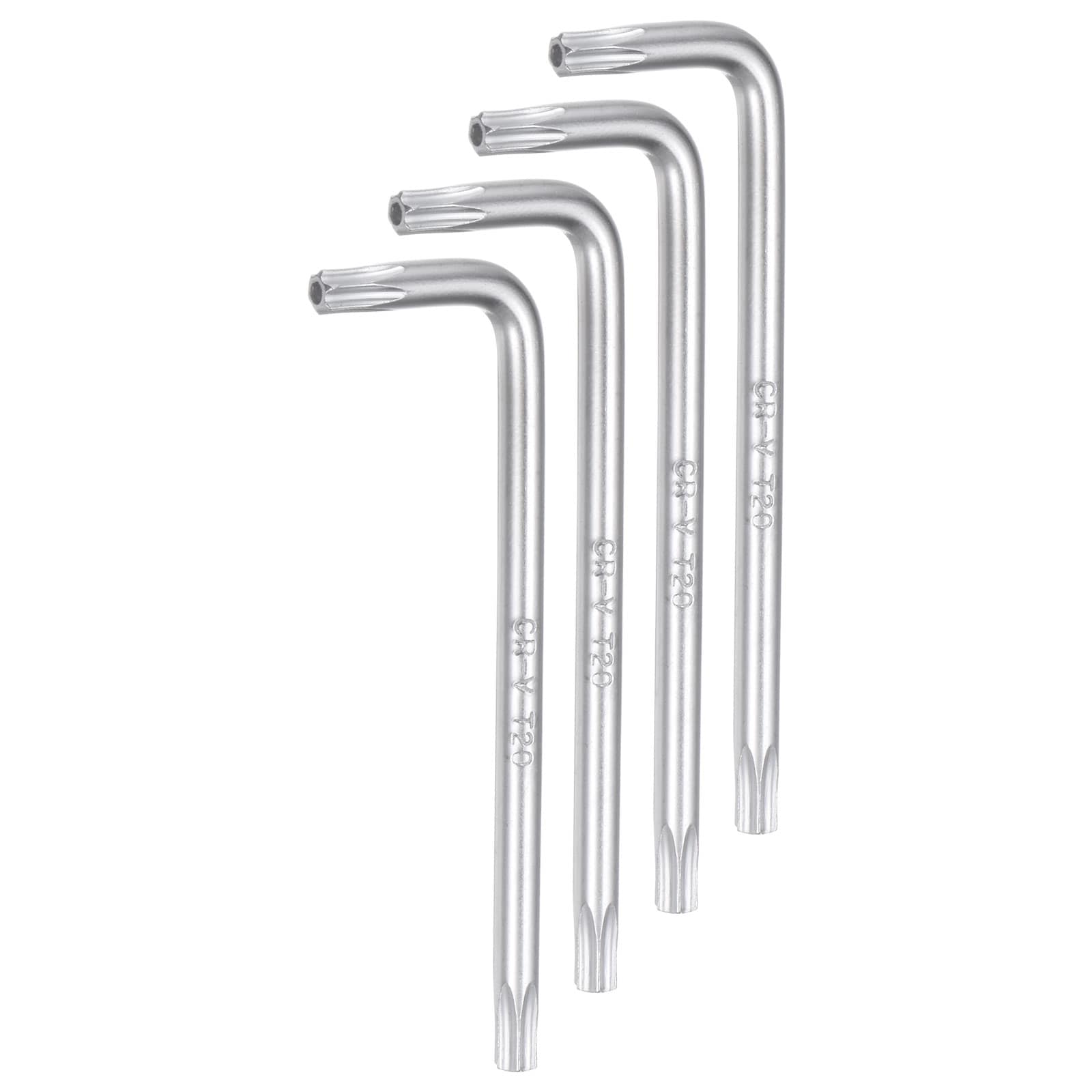 Harfington 4pcs T20 Tamper Proof Torx Star Key Bit Wrench 2.64inch L-Shaped 6 Points Wrenches Chrome-Vanadium Steel Hand Tool for Automotive / Home Repairs #S26032400UX5658