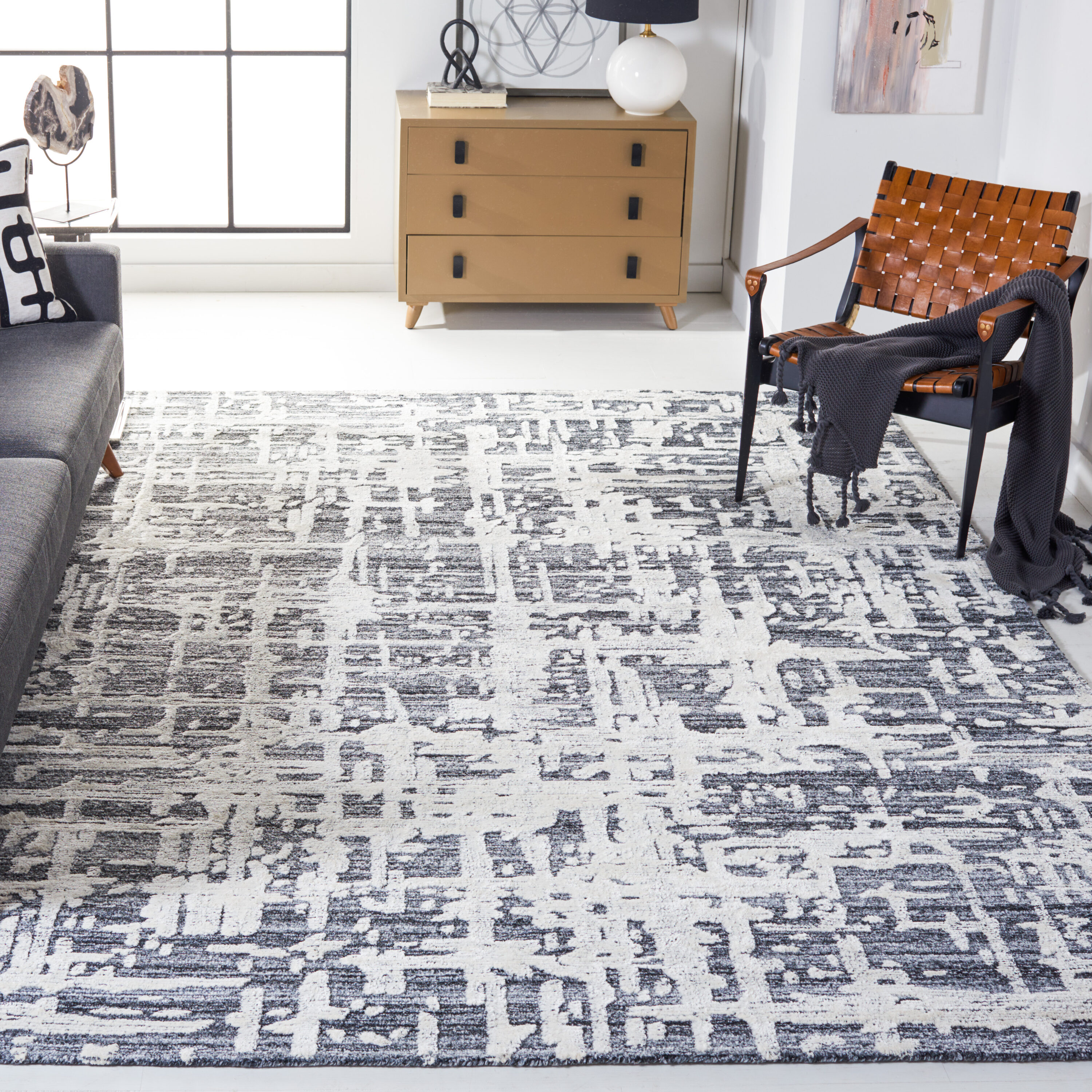  Soho 657 Gray/Ivory Contemporary 8ft x 10ft Large Rectangle Rug