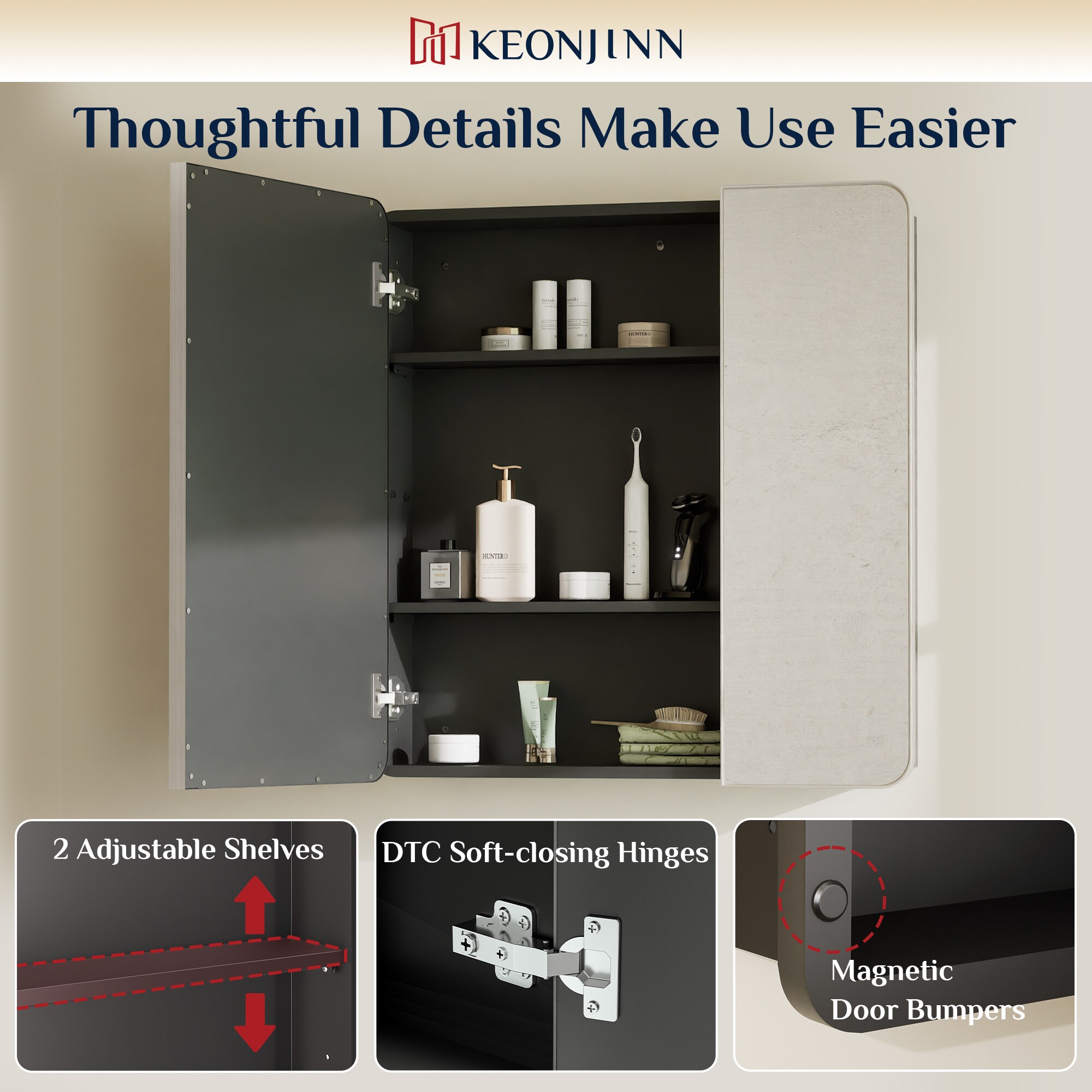 Keonjinn LW-JSKJG-YJ-S7681BN Bathroom-Medicine-Cabinets - View #6