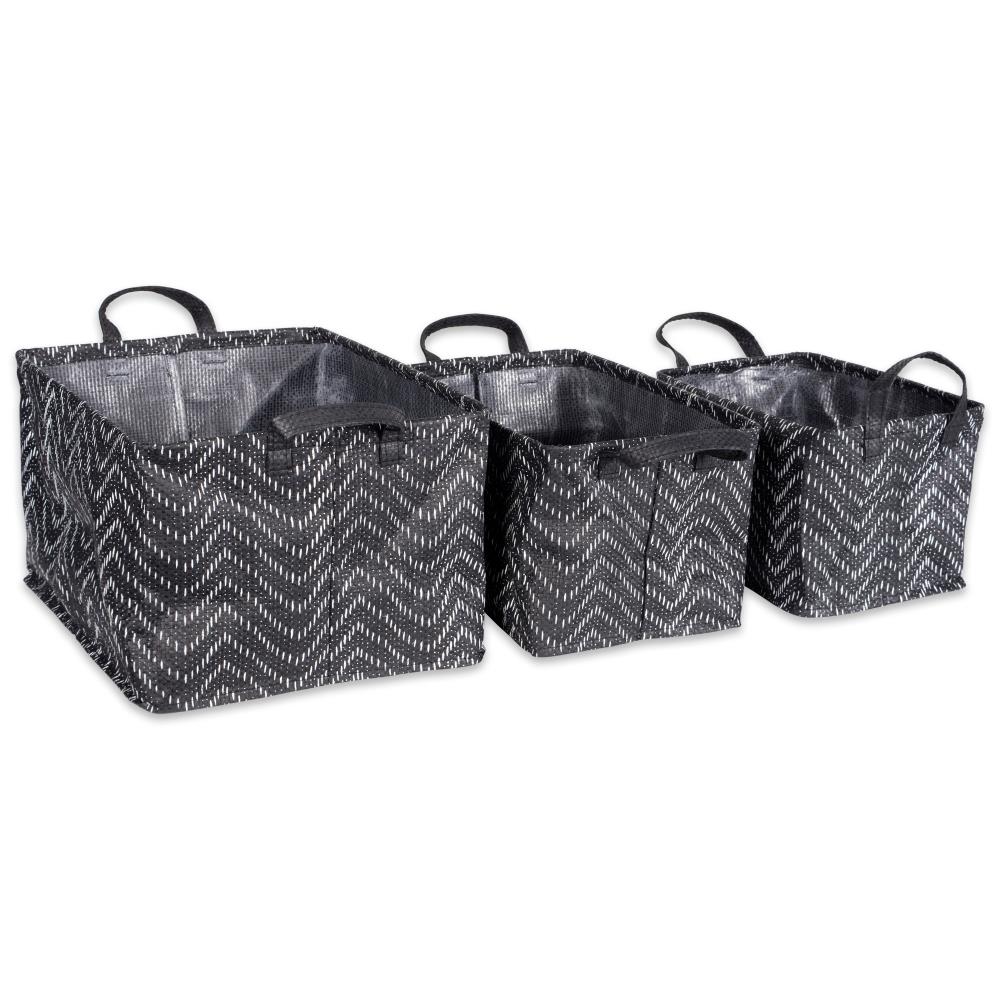 DII CAMZ38362 3 Piece Count Black Wood Composite Laundry Basket