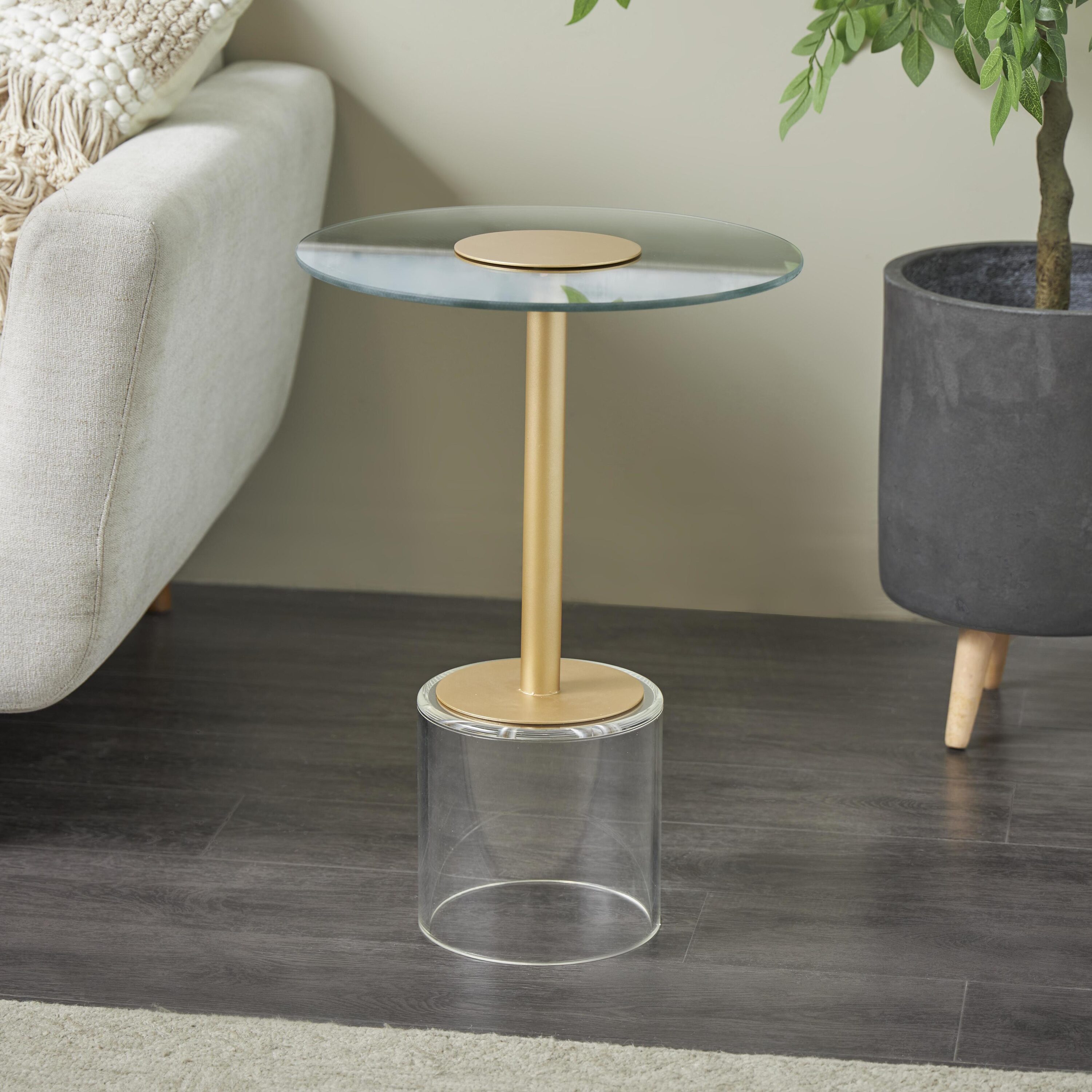 Grayson Lane 822139 15.7-in W x 22.45-in H Clear 22" Glass Round Modern End Table