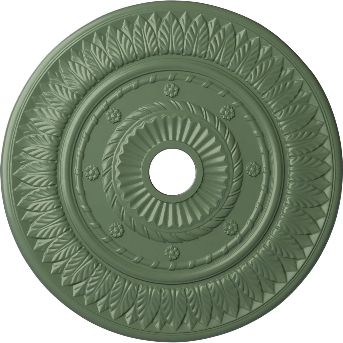 Ekena Millwork CM26LFAGF Leaf 26.75-in W x 26.75-in L Painted Athenian Green Polyurethane Whole Ceiling Medallion