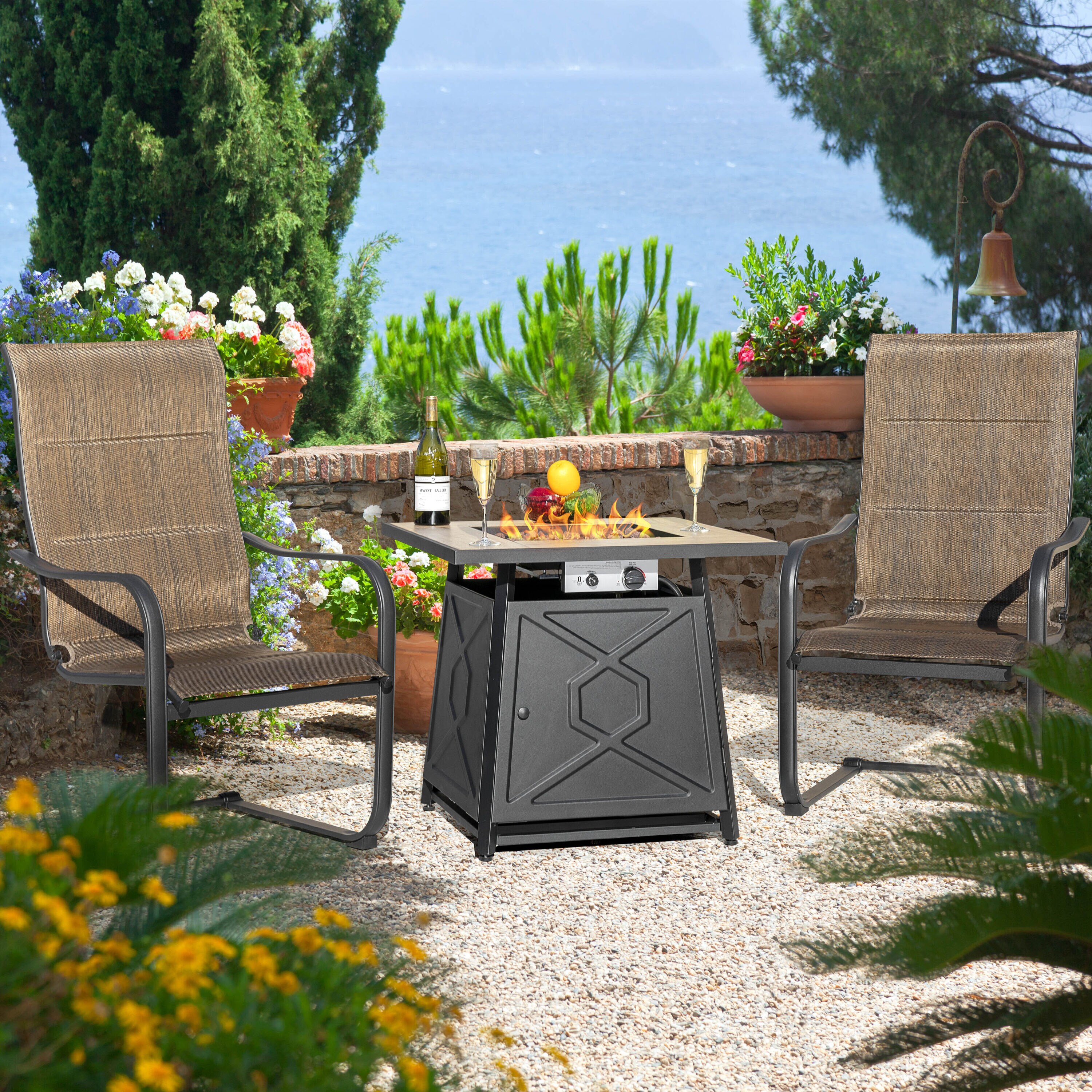 Nuu Garden 28 Insquare Iron Gas Fire Pit Table 50000btu Black In The Gas Fire Pits Department 7966