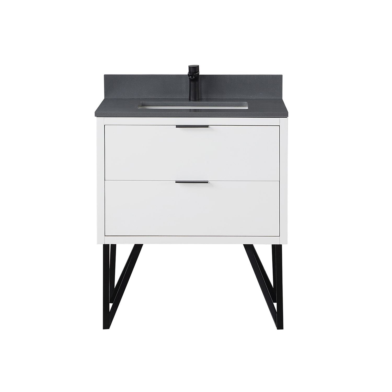 Altair 548030-WH-CG-NM Helios 30-in White Undermount Single sink Bathroom Vanity with Concrete Gray Engineered marble Top