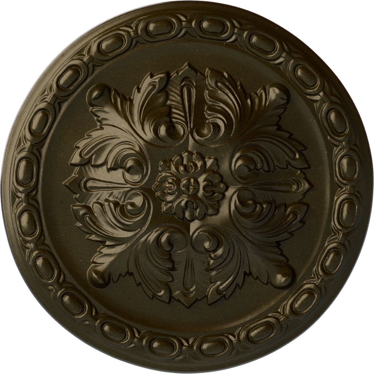Ekena Millwork CM12STGGS Stockport 11.75-in W x 11.75-in L Painted Green Gold Polyurethane Whole Ceiling Medallion