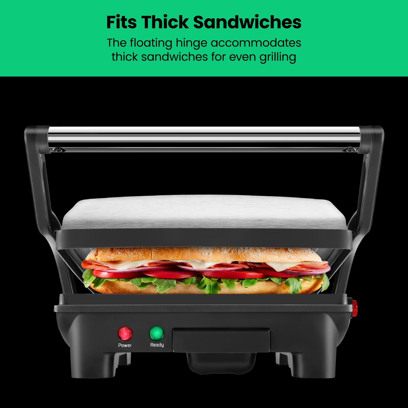 Panini Press Grill Indoor Grill Sandwich Maker with Temperature Setting, 4  Slice Large Non-stick Versatile Grill, to Fit Any Type or Size of Food,  Removable Drip Tray, 850W 