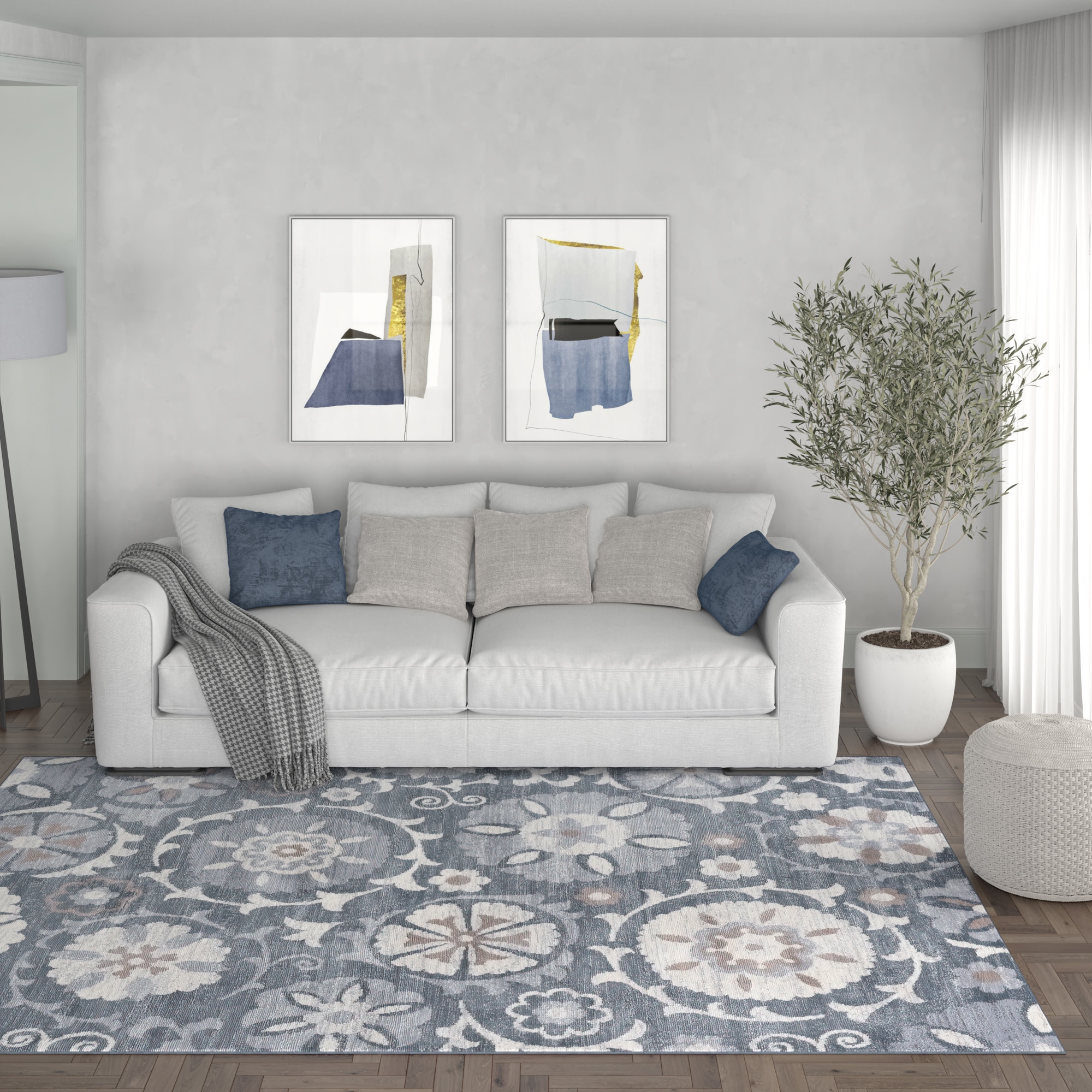 Tayse MDN3109 4X6 Madison 4 x 6 (ft) Loomed Polypropylene Gray Rectangular Indoor Area rug