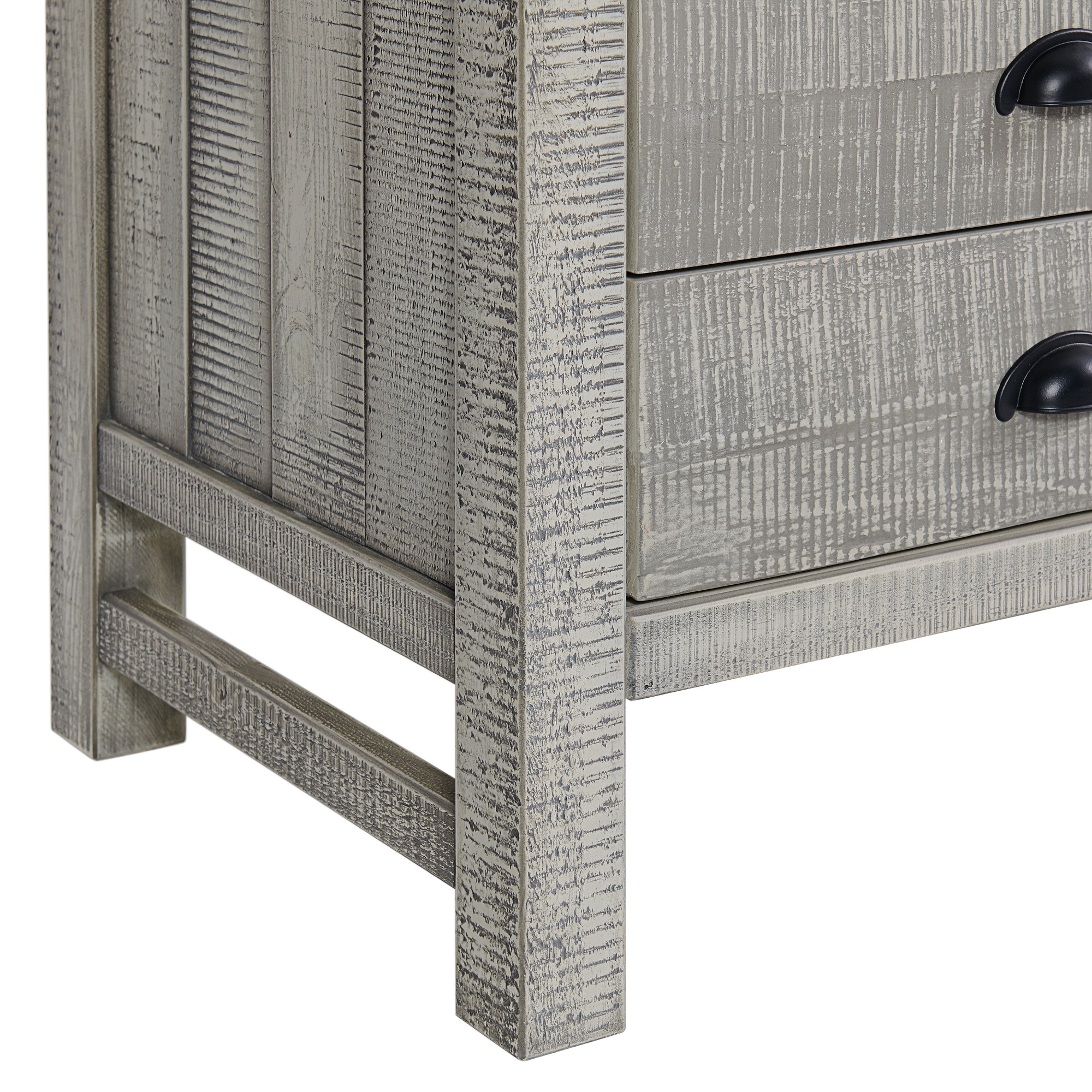 Windsor Driftwood Gray Pine Wood 2-Drawer Nightstand