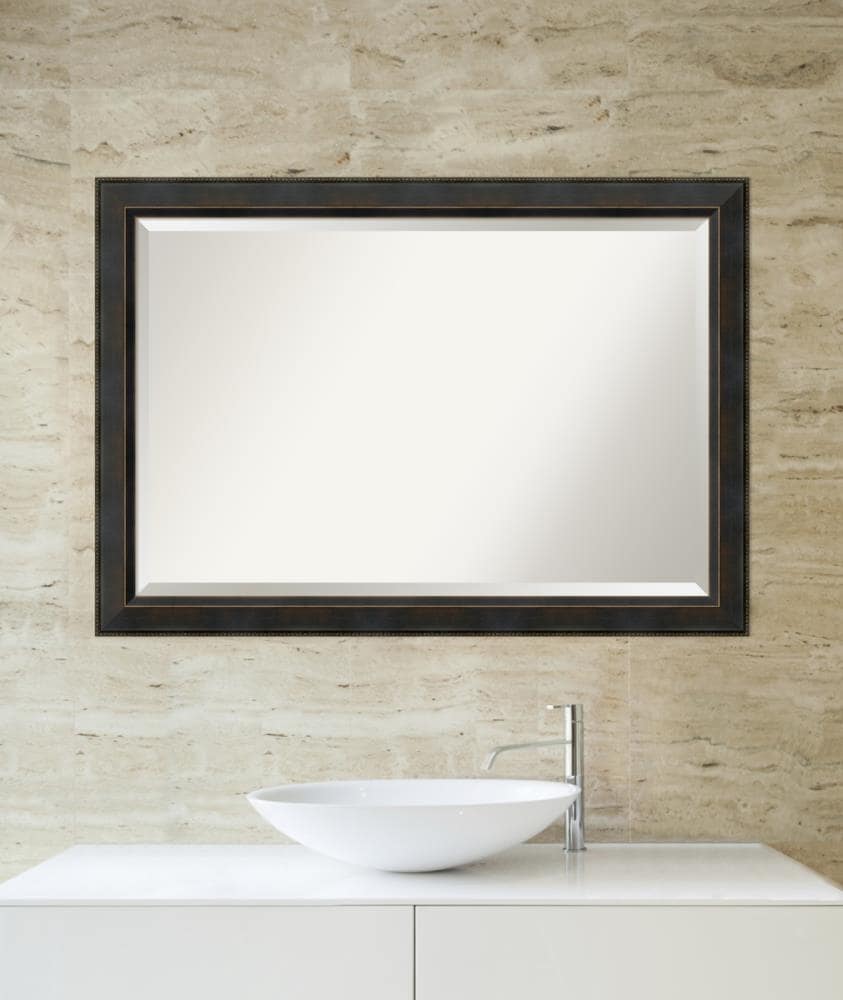 Signore Bronze Beveled Wood Vanity Wall Mirror 28.25 x 40.25 in.