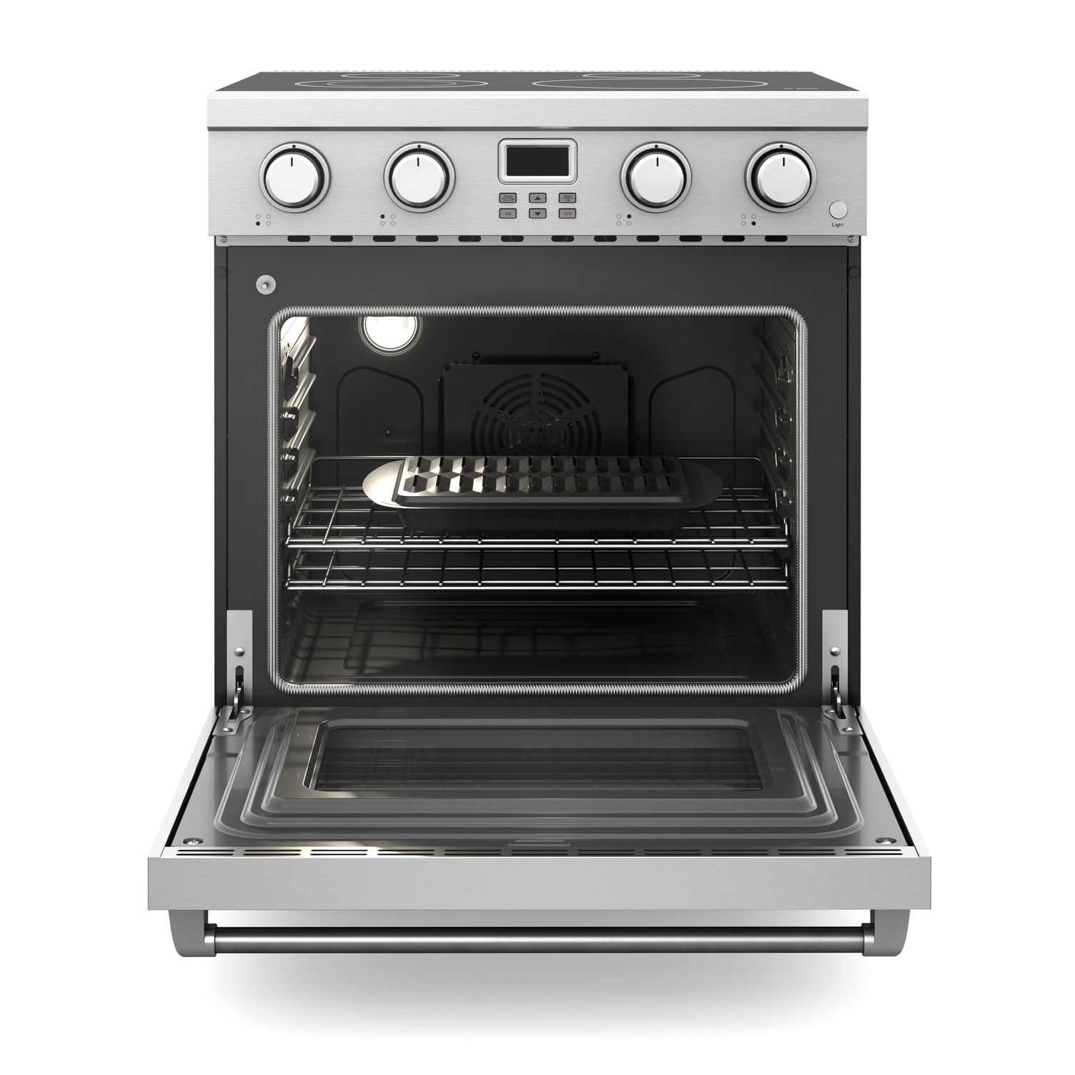 Midea 30-in Glass Top 5 Burners 6.3-cu ft Self-Cleaning Air Fry