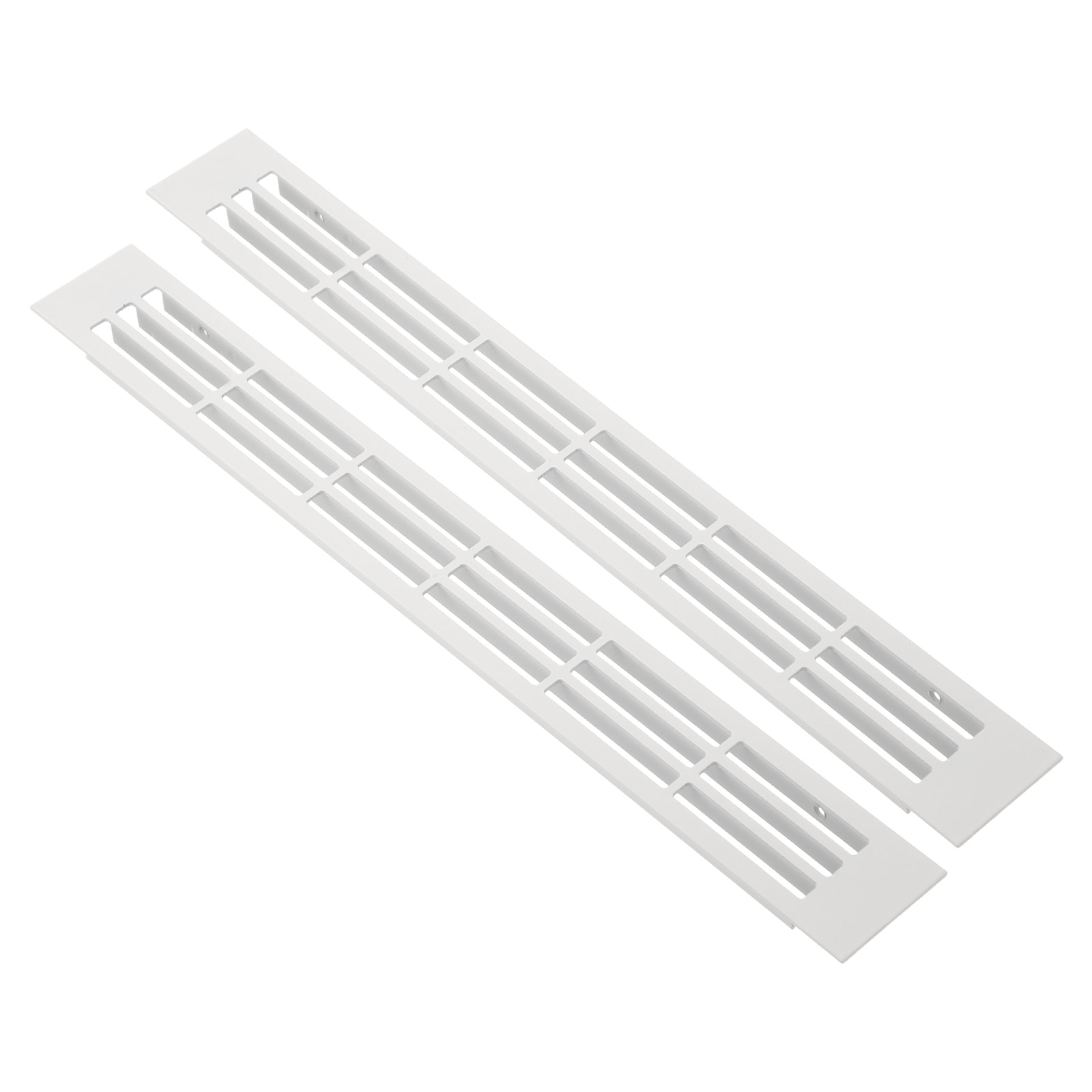 PATIKIL 2pcs Door Air Vent Cover 11.8-in x 1.4-in Aluminum Rectangle Grille Ventilation Cover Toe Kick Vent Guard for Cabinet Wardrobe Ceiling Door Wall Floor Garage Furniture White