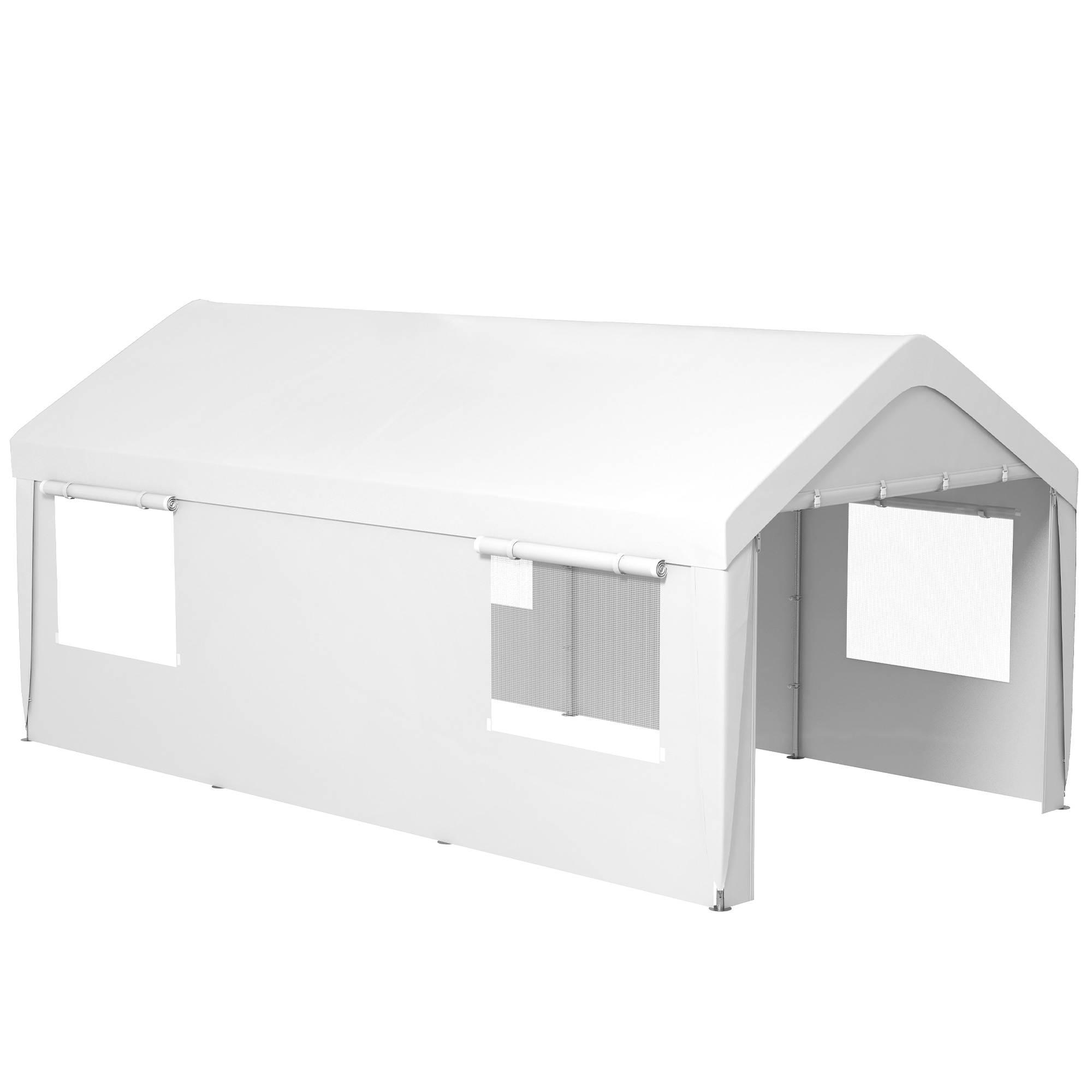 Lycvki CP-9 8.5-Feet W x 19.6-Feet L x 9-Feet H White Metal Carport with Polycarbonate Roof