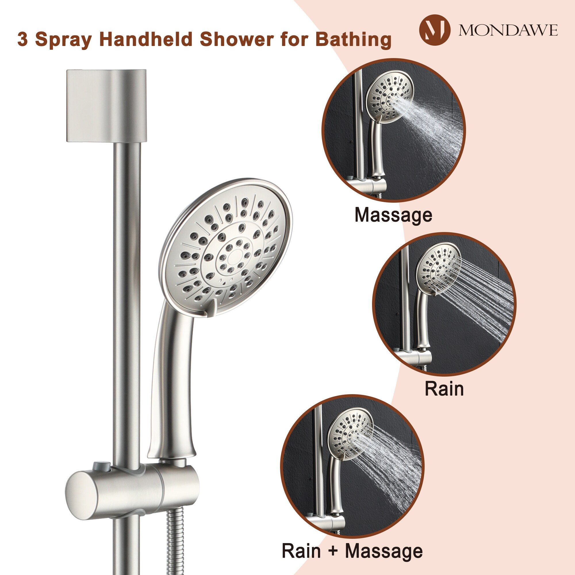 Mondawe MD-A3815-BN3 Showerhead-Bar-Panels - View #8