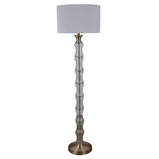 Brass And Clear Shaded Floor Lamp, 3 Way Rotary Switch Floor Lamp