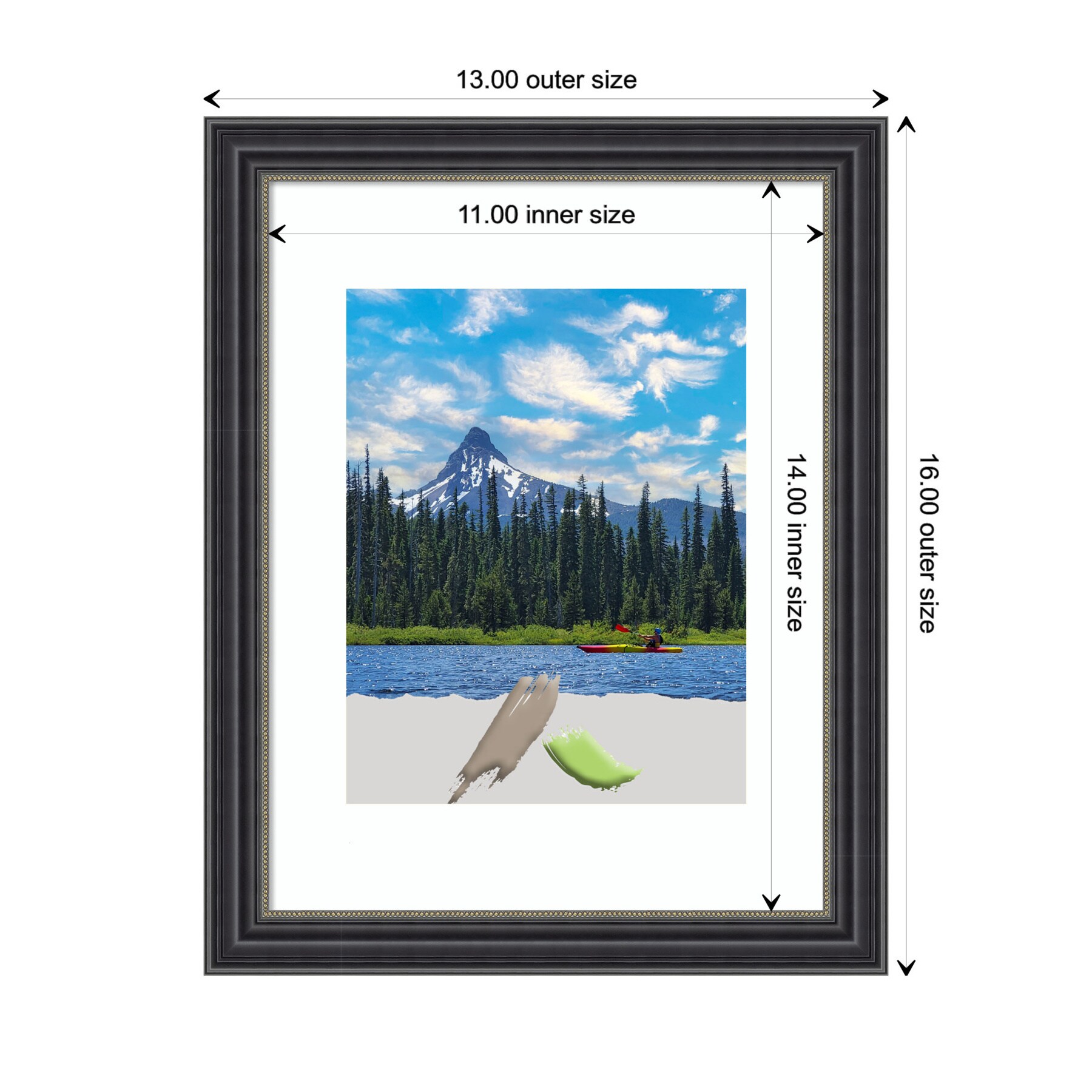 Classic Black Wood Wall Picture Frame 16" x 13"