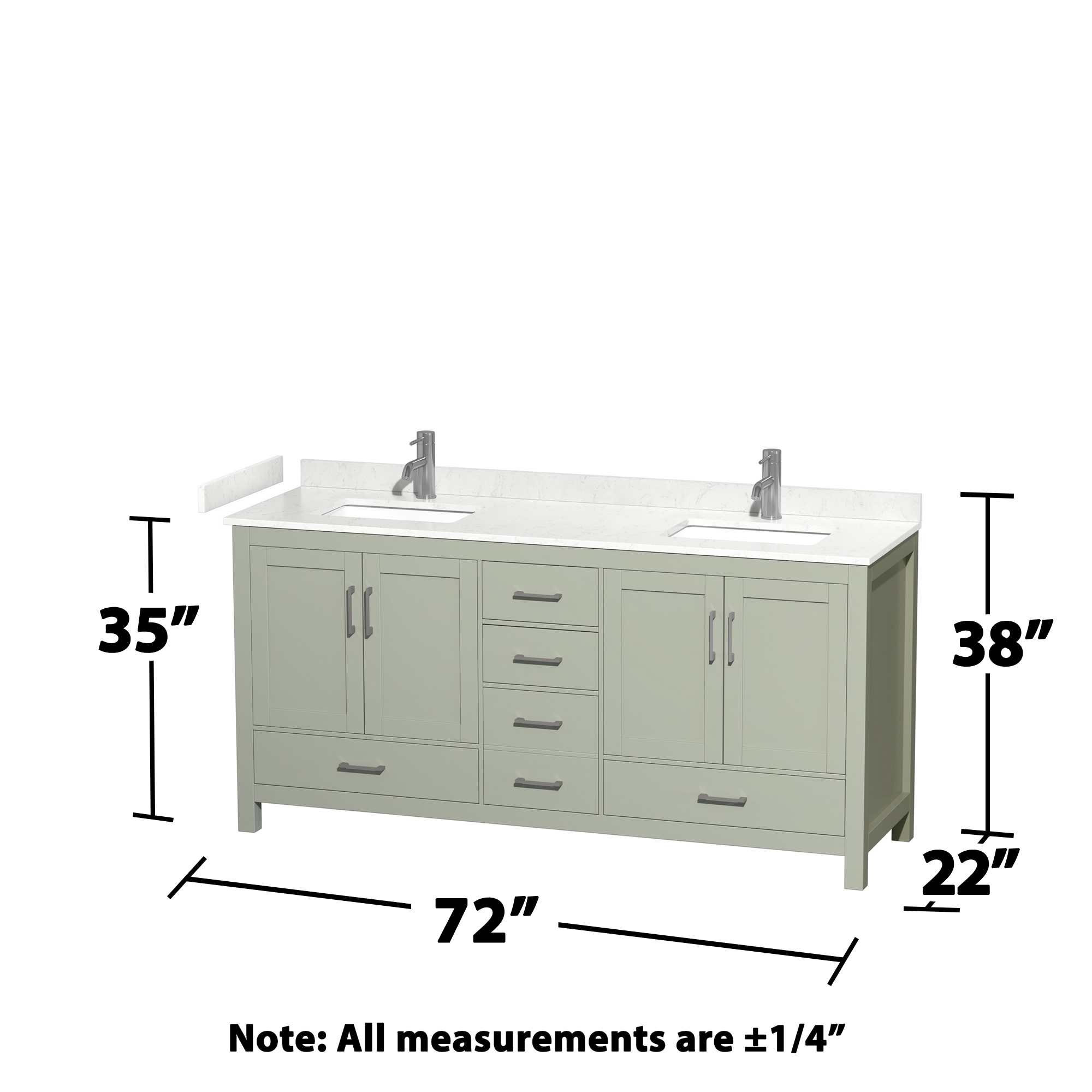 Light Green Freestanding Double Bathroom Vanity with Cultured Marble Top