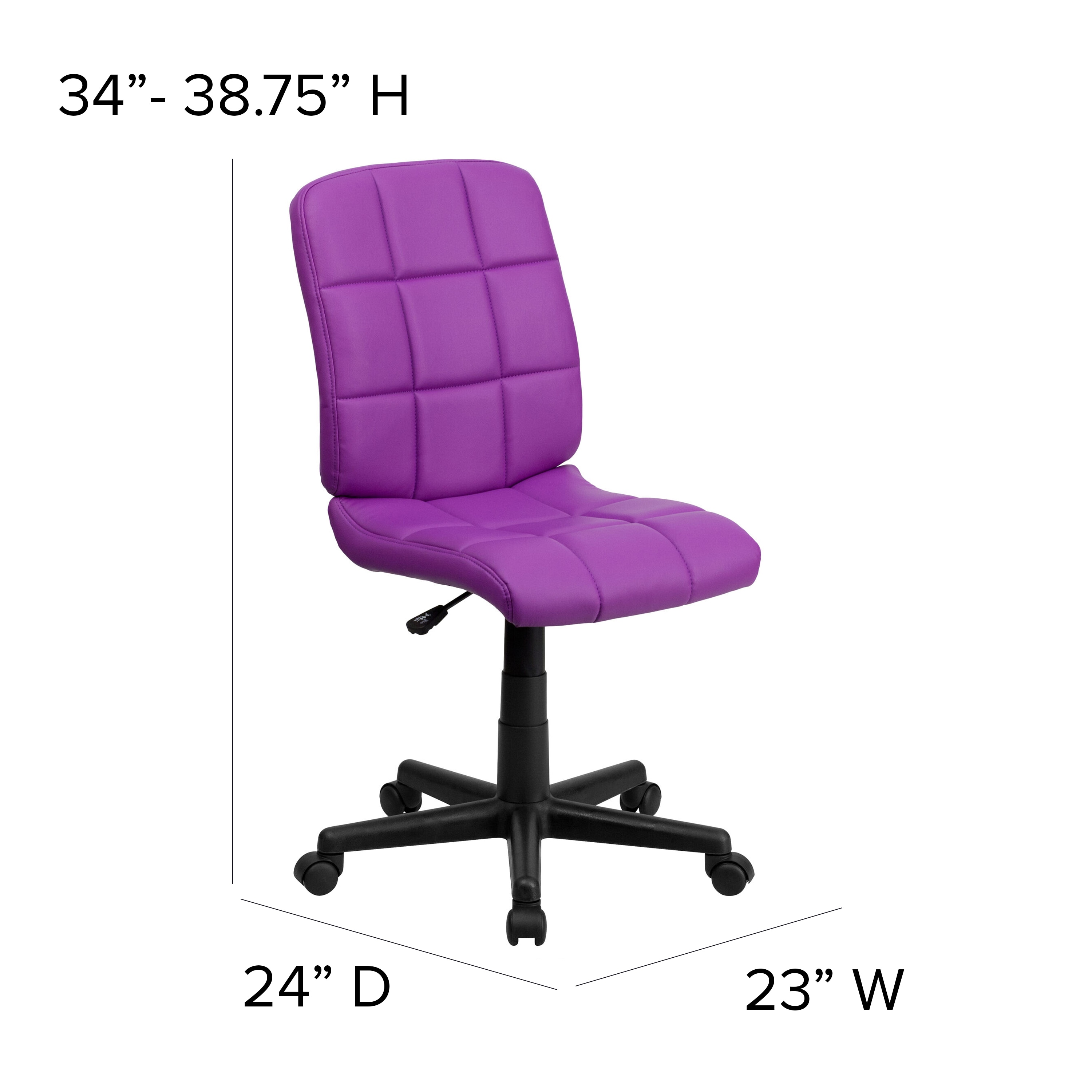 Violet Quilted Vinyl Armless Mid-Back Task Chair