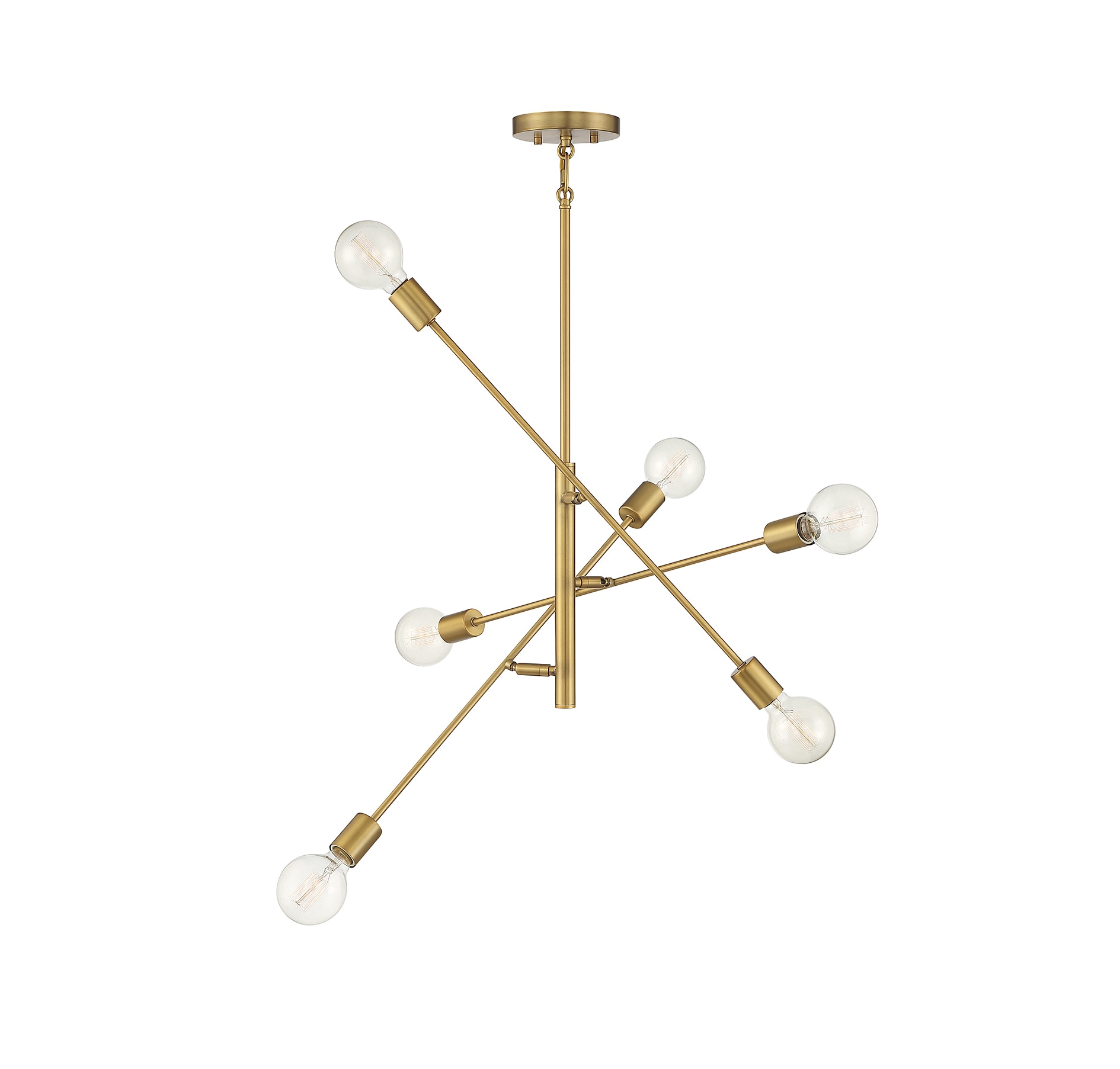 Meridian Lite Trends M10084NB Meridian 6 -Light Brushed Brass Modern/contemporary For Use in Bedrooms, Dining Rooms, Foyers, Kitchens, Living Rooms Chandelier