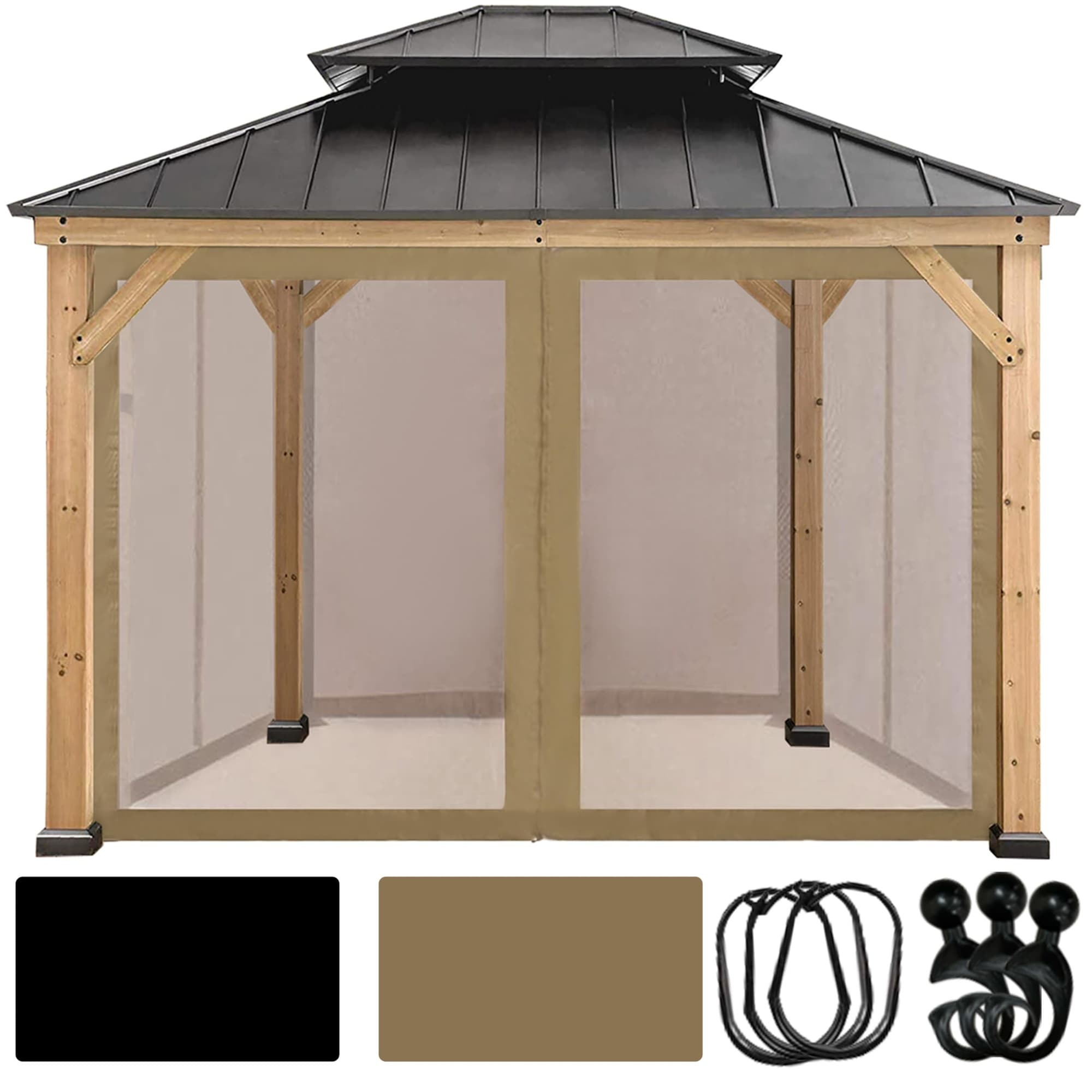 ITOPFOX -  Gazebo Canopy Mesh Walls Replacement 8x8 Gazebo Pergola Mosquito Screen Netting for Ga...