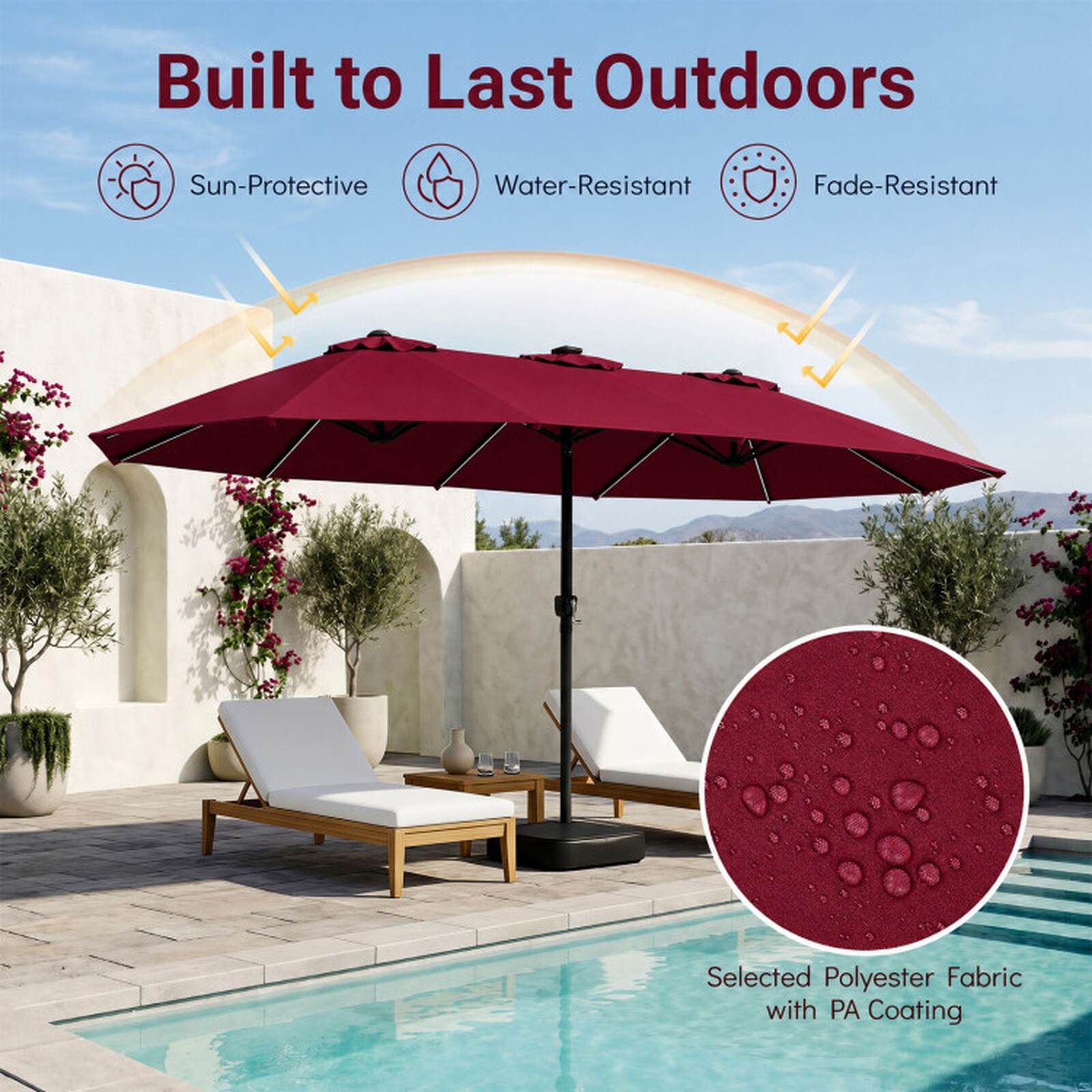 SUGIFT 15.5-ft Extra Large Patio Umbrella with 144 Solar LED Lights 12 ...