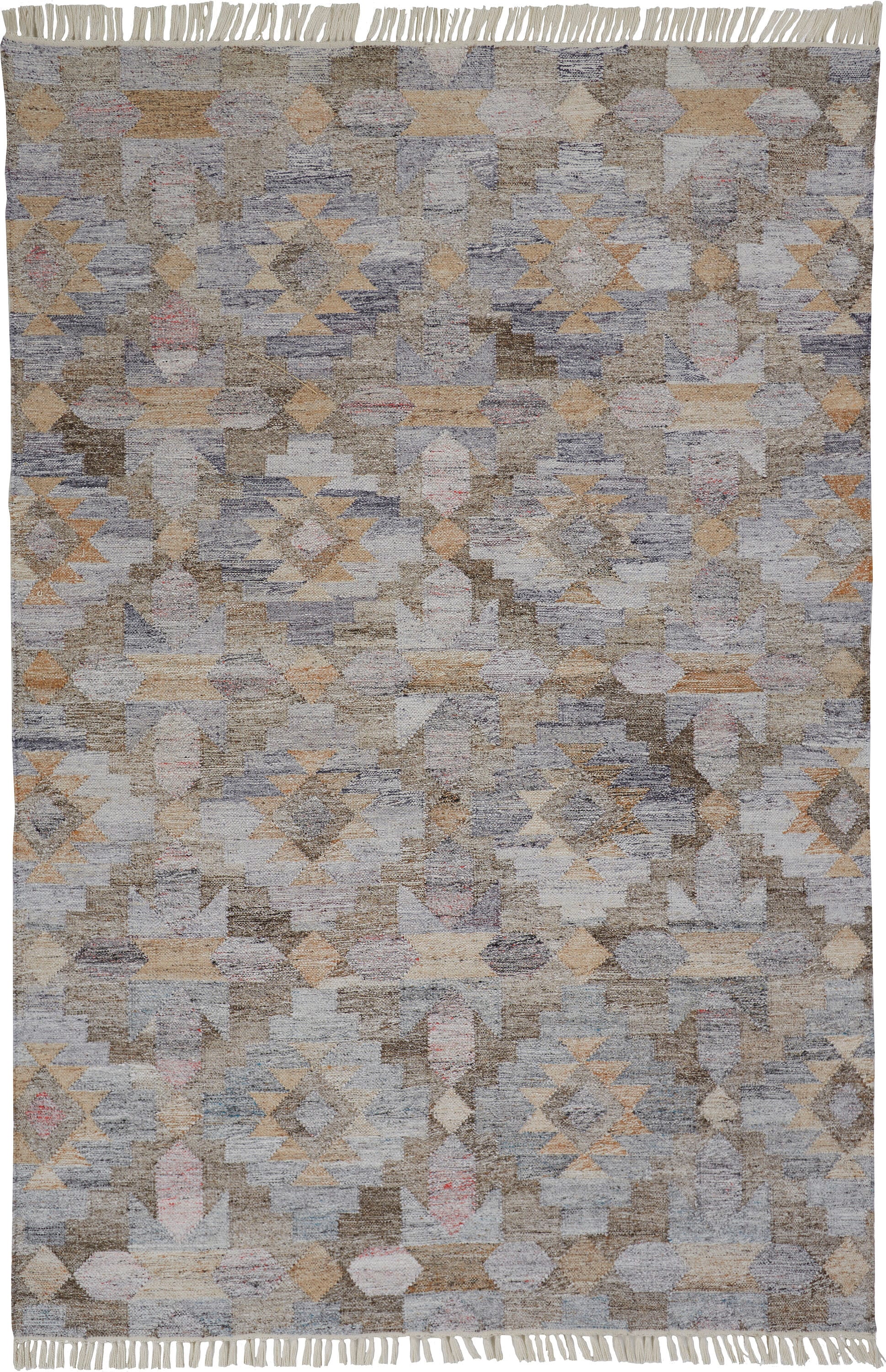Gray Geometric Flat Woven Synthetic Area Rug 8' x 10'