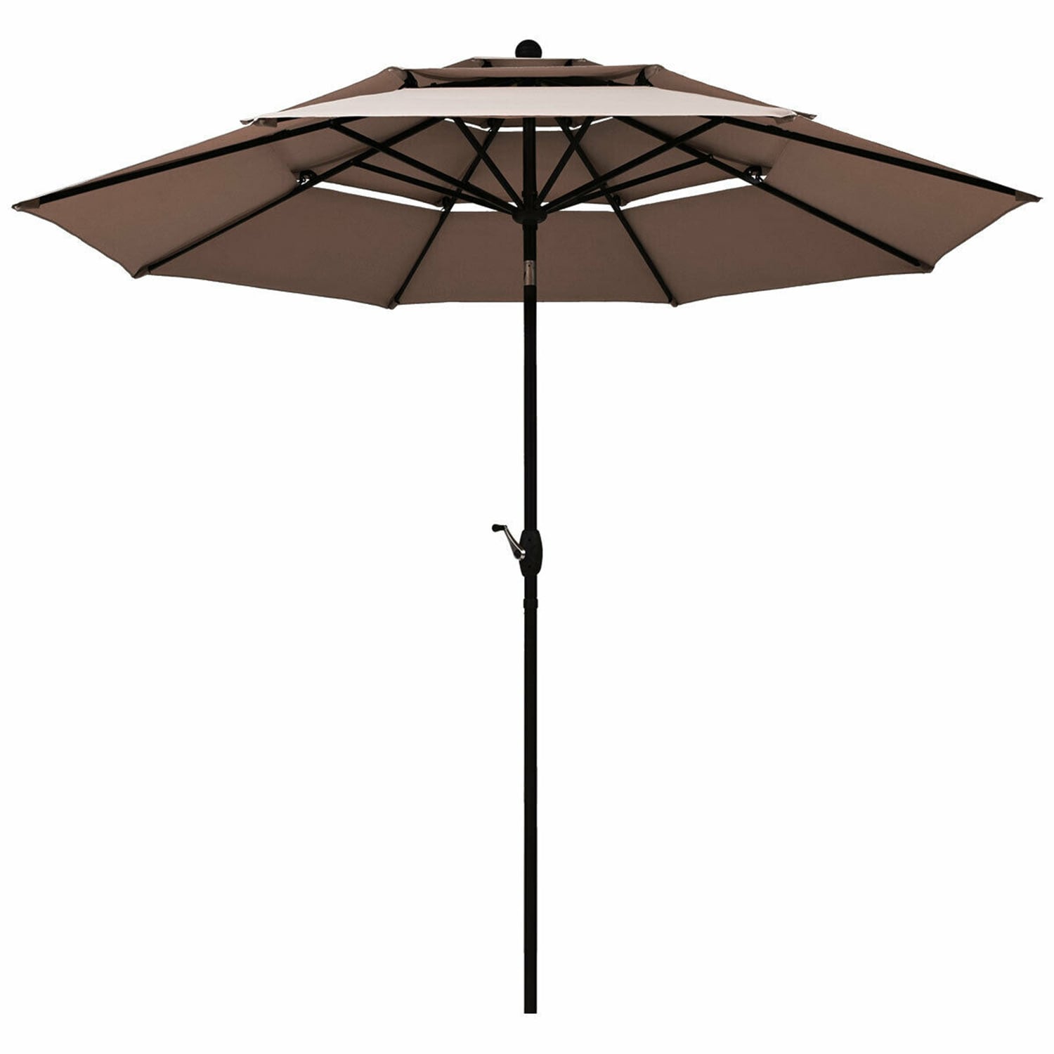 WELLFOR BASINGG97 10-ft Steel Brown Market Patio Umbrella