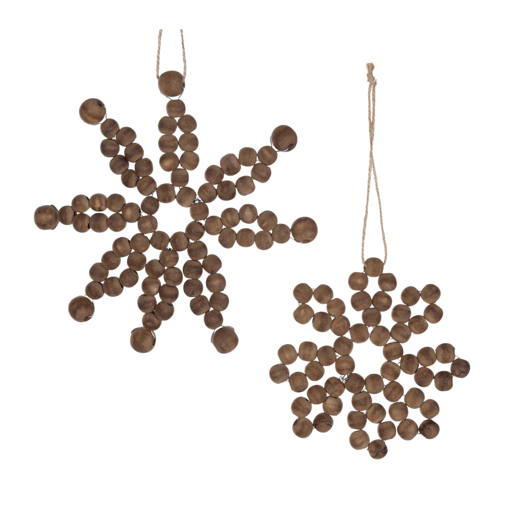 Melrose International Snowflake Ornament (Set of 2) 4.75D 6.75D Wood