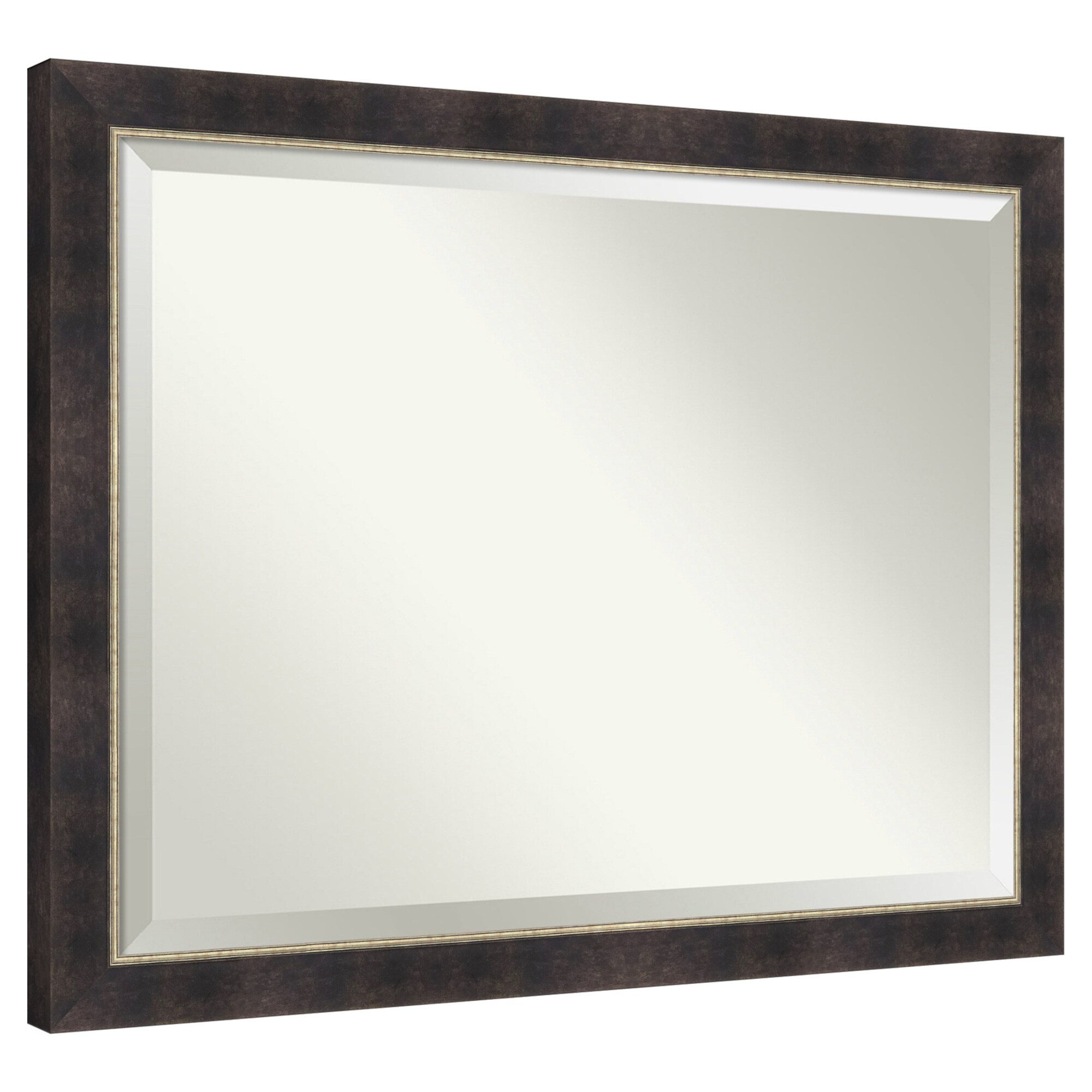 Amanti Art  Beveled Mirror Odin Antique Bronze Framed Wood Bathroom Wall Mirror 34.75 x 44.75 in.
