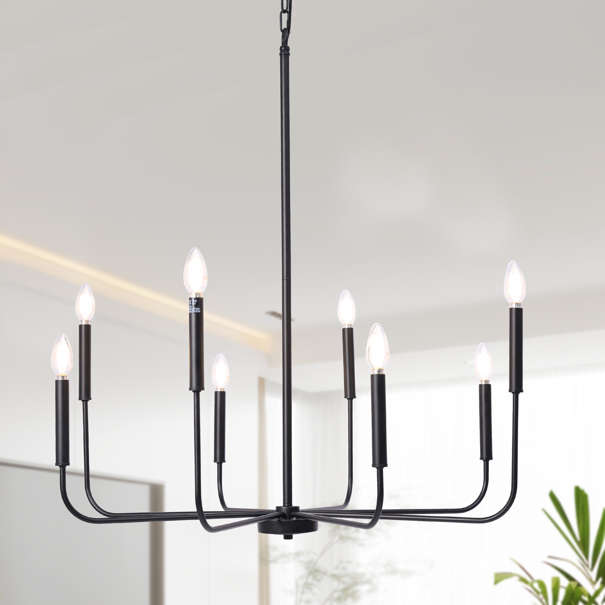 LNC LZAAMYF260329C Askrlessi 8 -Light Matte Black Modern/contemporary For Use in Bedrooms, Dining Rooms, Foyers, Kitchens, Living Rooms Chandelier