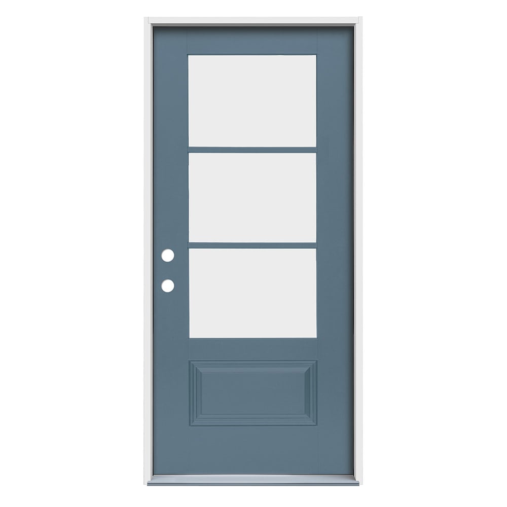 JELD-WEN LOWOLJW230900372 32-in x 80-in x 4-9/16-in Fiberglass 3/4 lite Right-hand inswing Colony Painted Prehung Front Door Insulating core