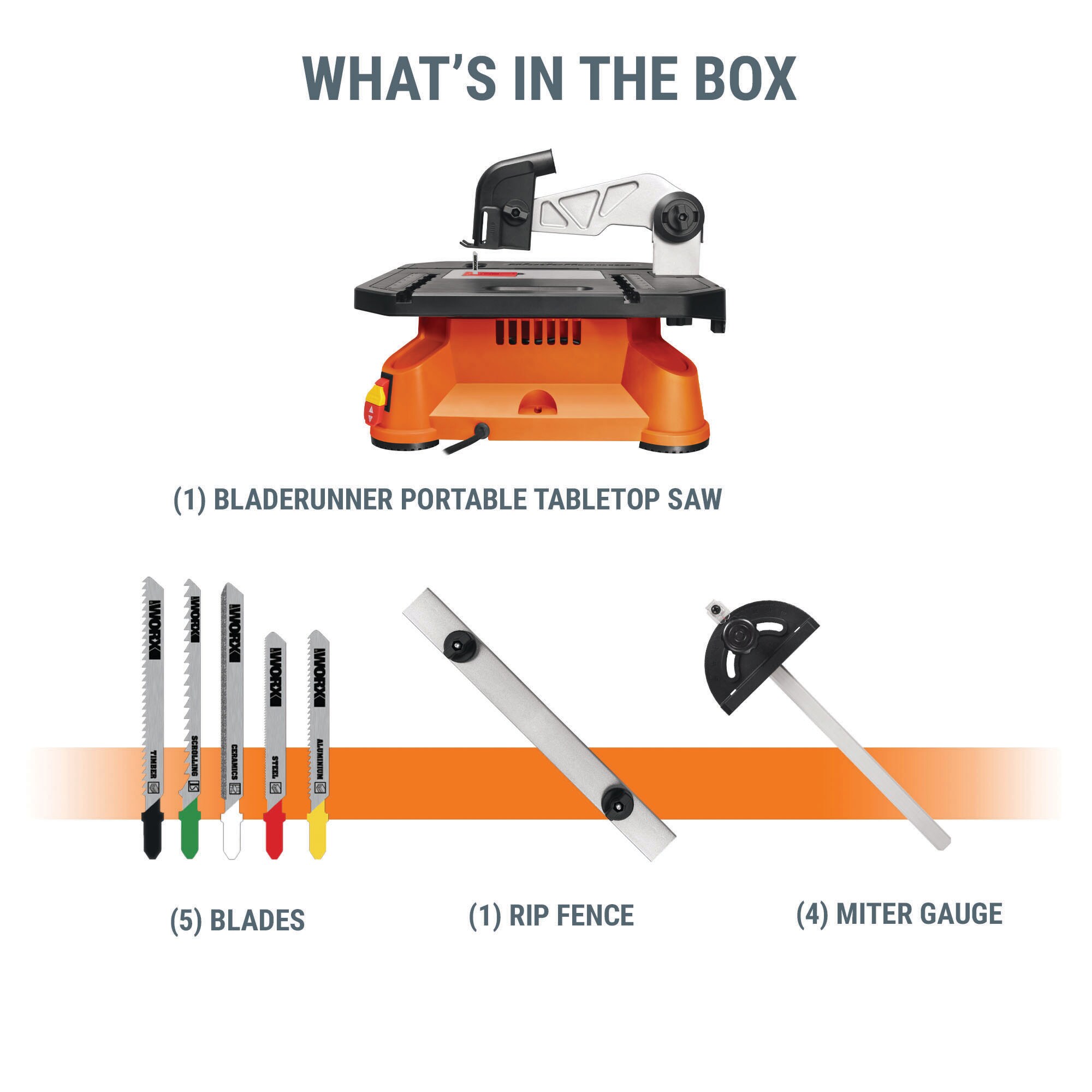 WORX BladeRunner 4-in Spring Steel Blade 5.5-Amp Portable Table Saw at 