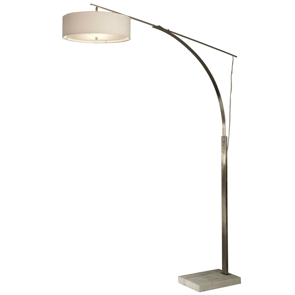 Nova Lighting 86-in Brushed Nickel and White Marble Base Shaded Floor ...