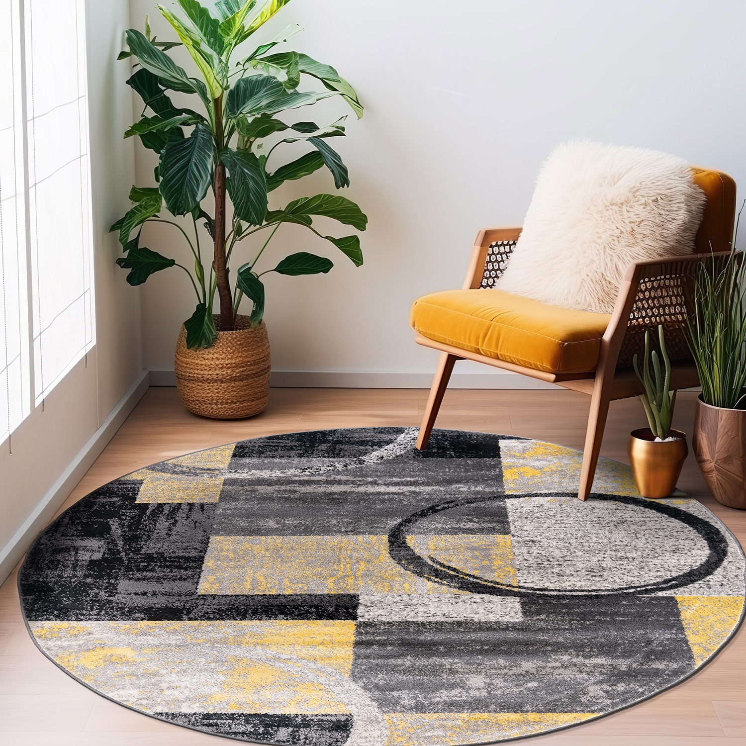 World Rug Gallery 307YELLOW6RND rugs - View #2