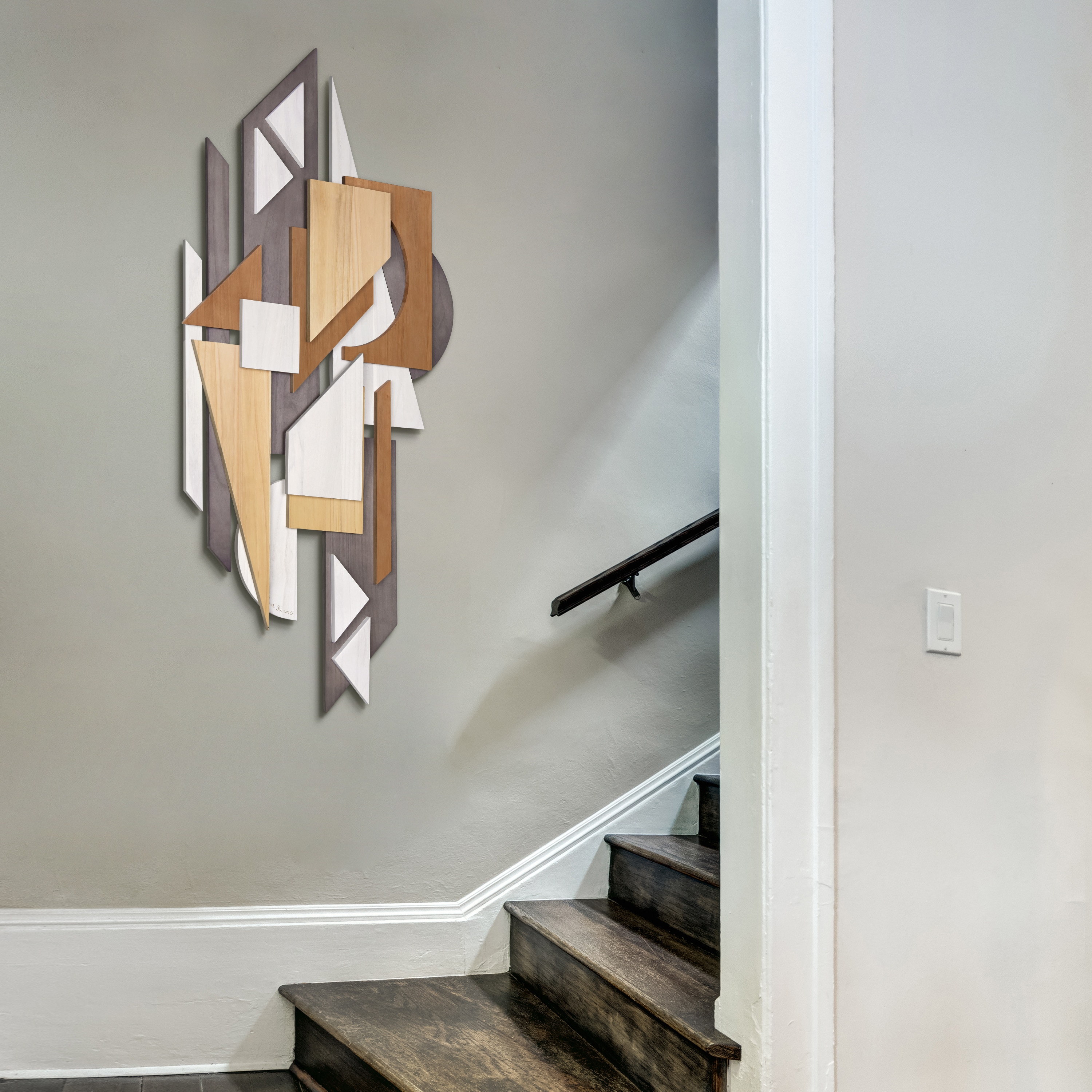 Moonlit Mist I 48" x 24" Multicolor Solid Wood Abstract Wall Art