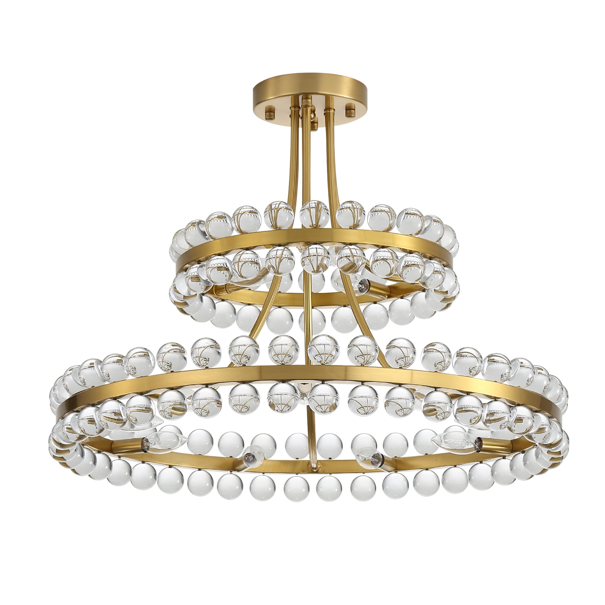 JUSHUA Twenty seven Inches luxury crystal ball chandelier with reserved E12 bulb sockets modern pendant ceiling fixture bulbs not included creates upscale visual feeling for dining room and living room