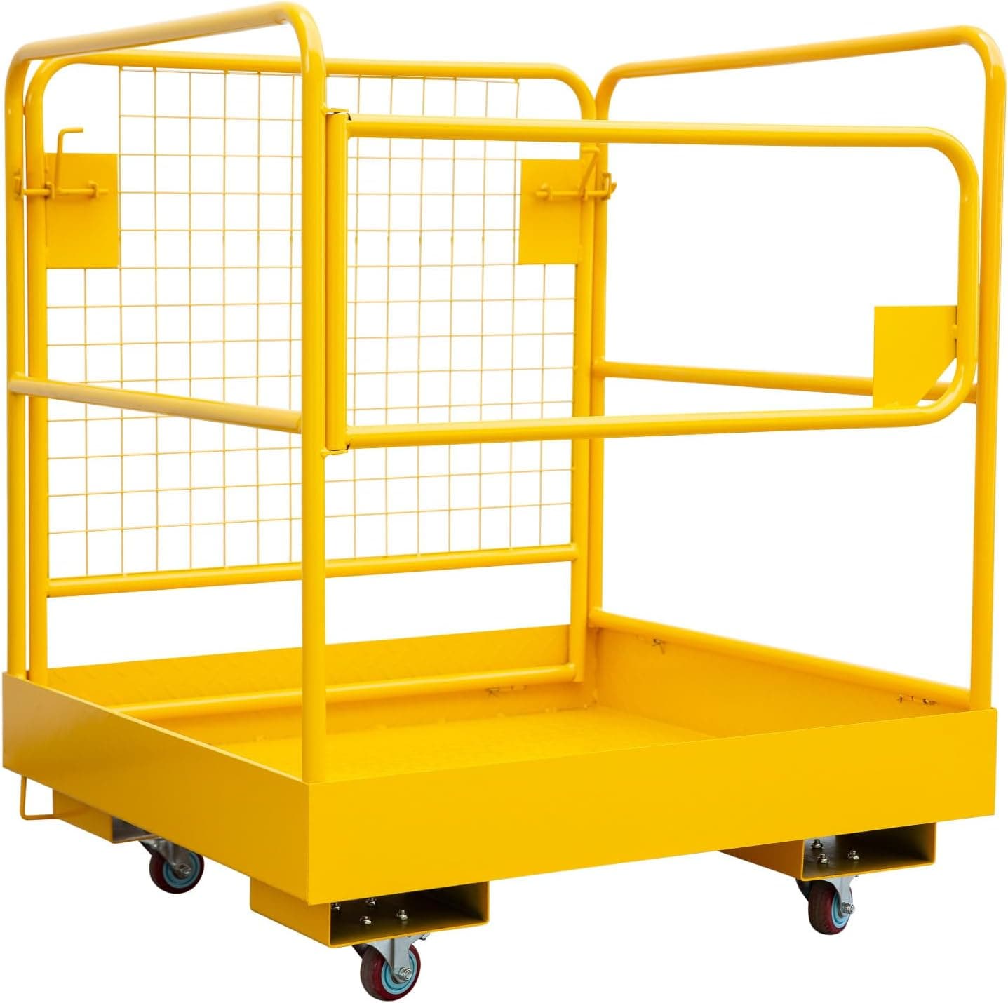 GAOMON 36 In x36 In Forklift Safety Cage 1200lbs Man Basket with 4 Wheels Heavy Duty Aerial Work Platform for Warehouse Construction Maintenance