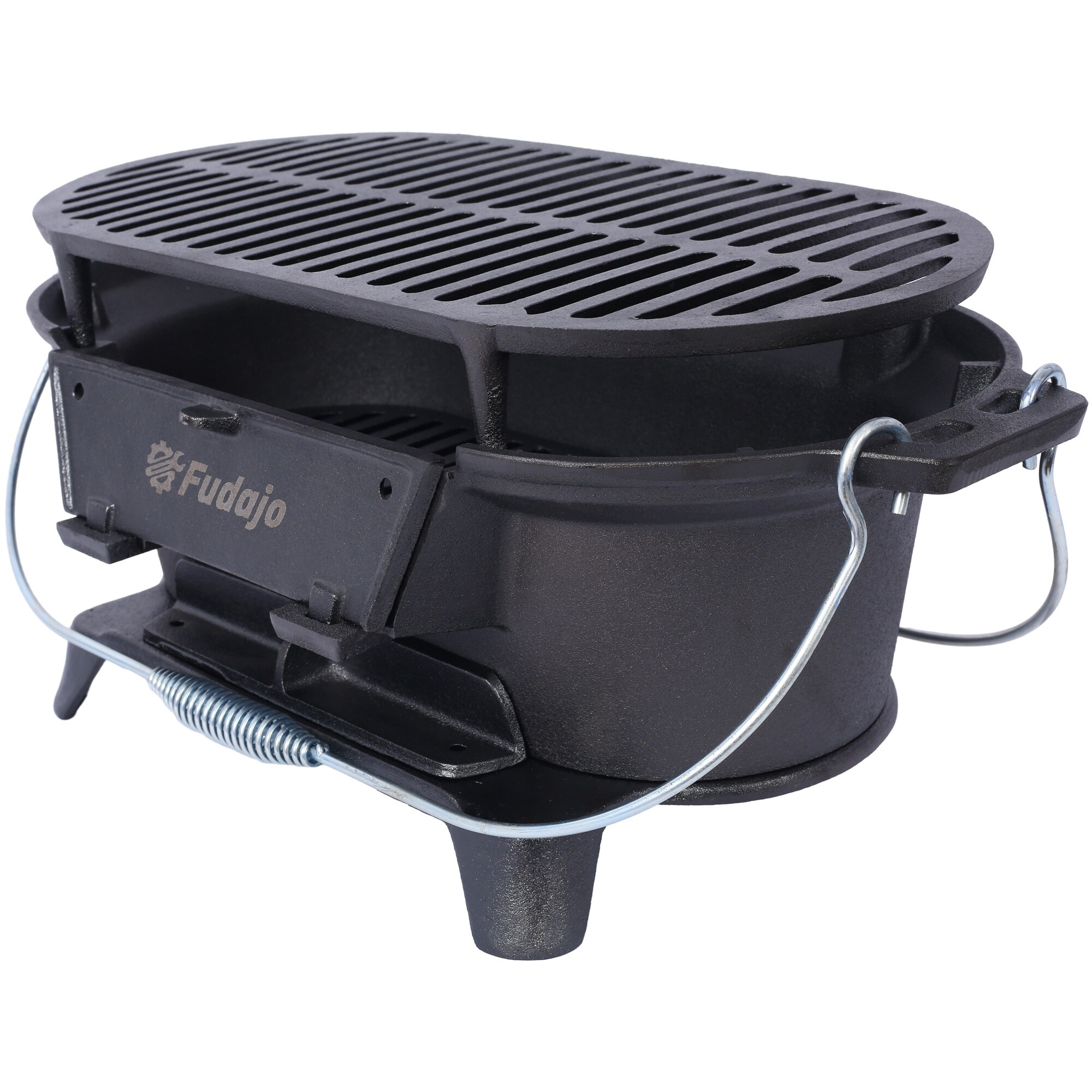 HyperDrop Cart Fully Cast Iron Portable Oval Grill Durable Tabletop ...