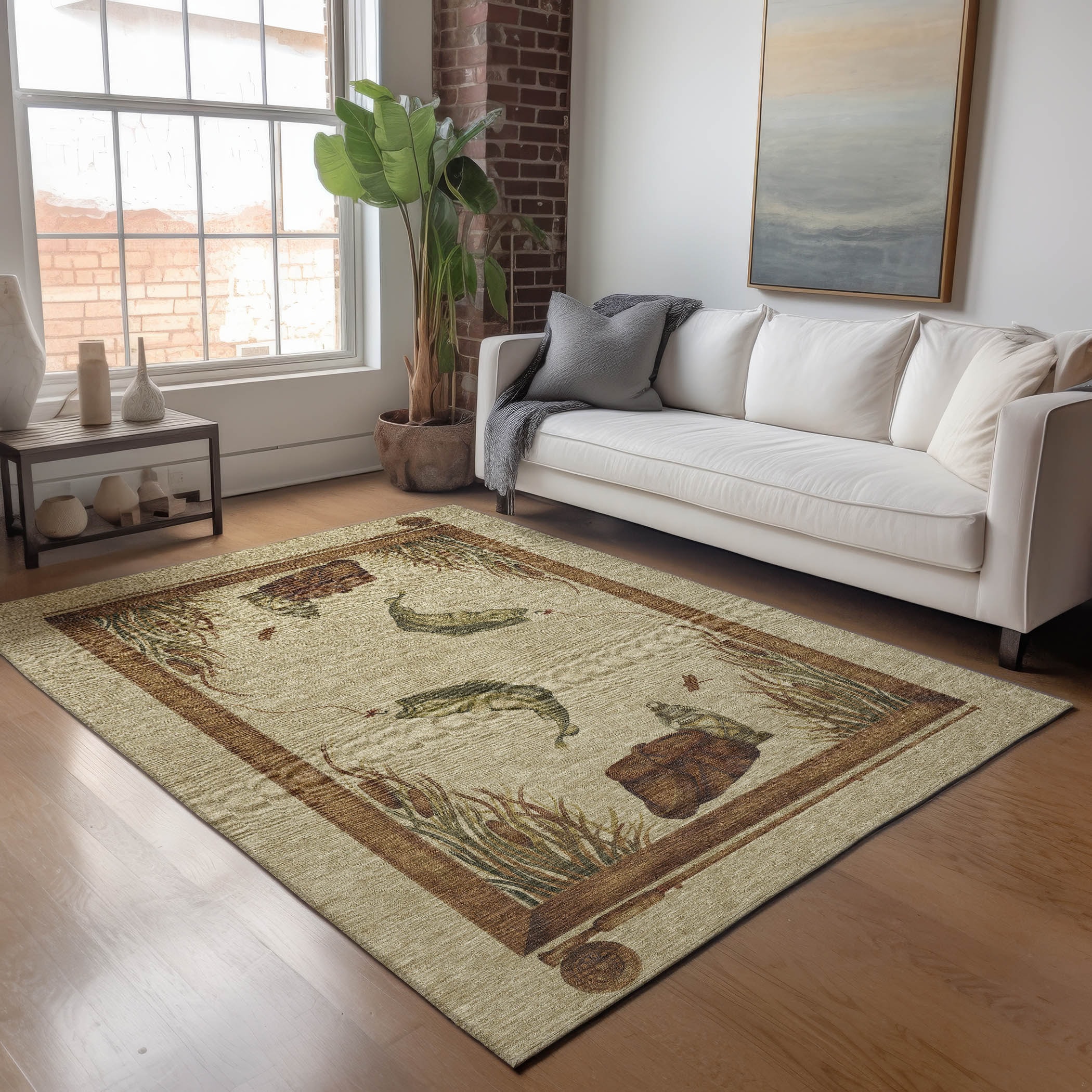 Addison Rugs AMF145KH3X5 Mayfield AMF145KH 3 x 5 (ft) Loomed Polyester Khaki Rectangular Indoor Geometric Machine washable Area rug