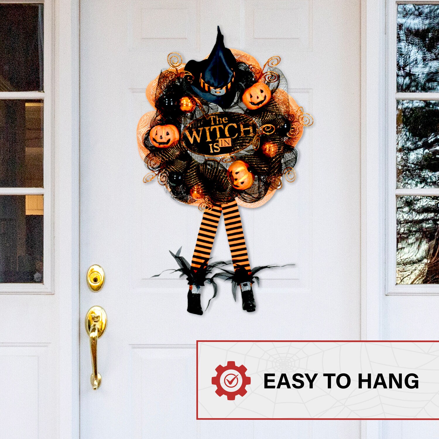 Haunted Hill Farm HHWRTHWTC-BLK Artificial-Halloween-Wreaths - View #4