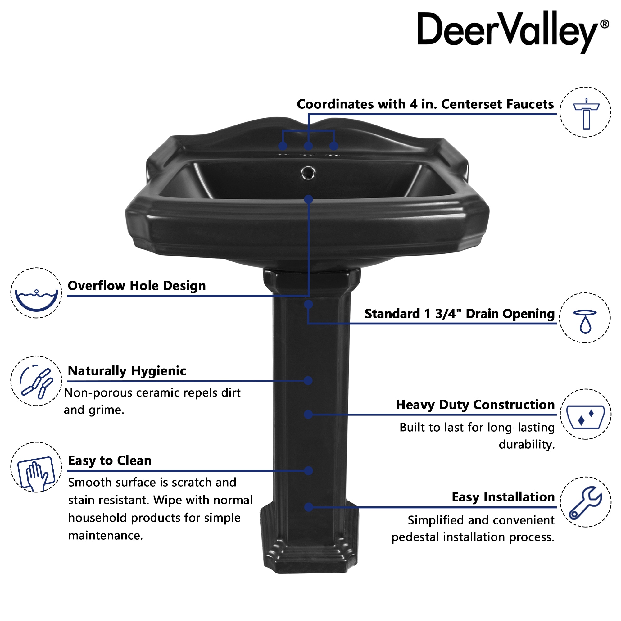 DeerValley DV-1P522B Complete-Pedestal-Lavatories - View #6