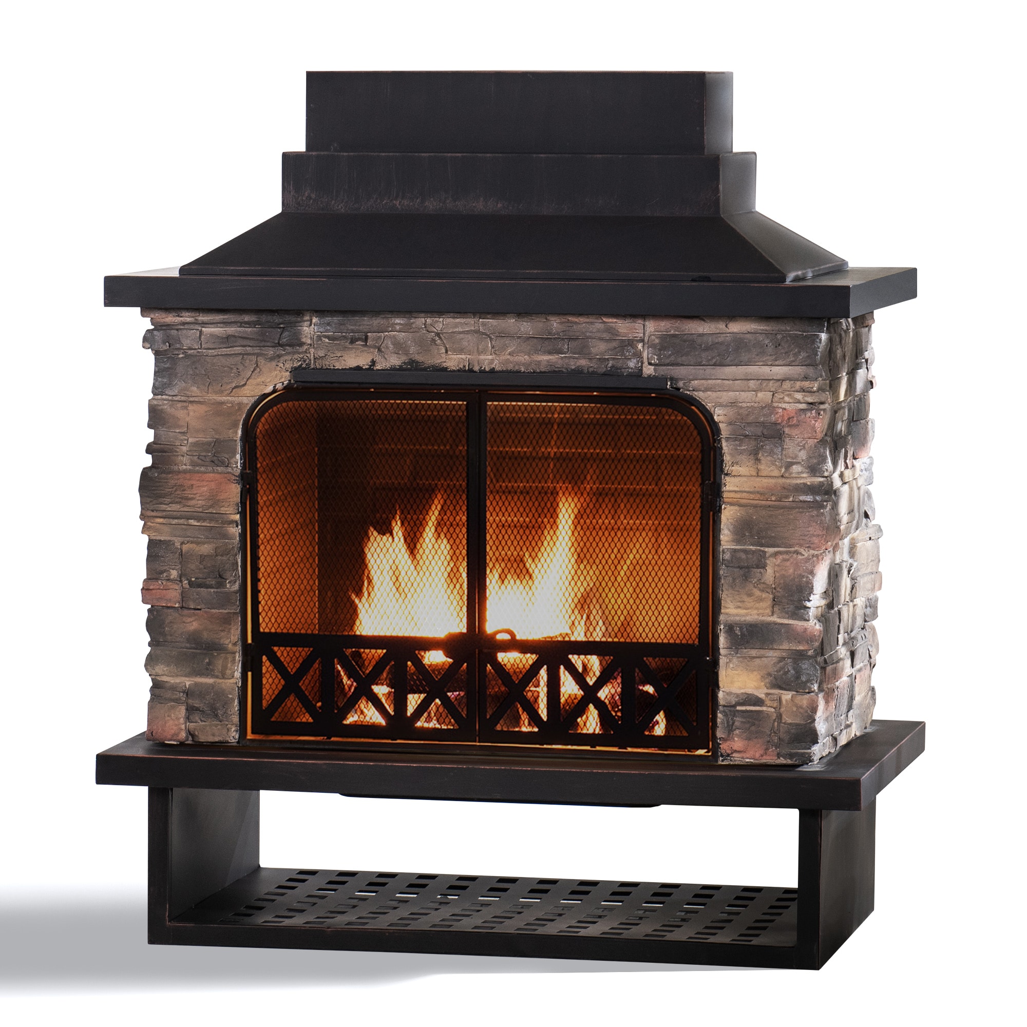 Sunjoy Black Outdoor Direct vent Wood-Burning Fireplace Insert in