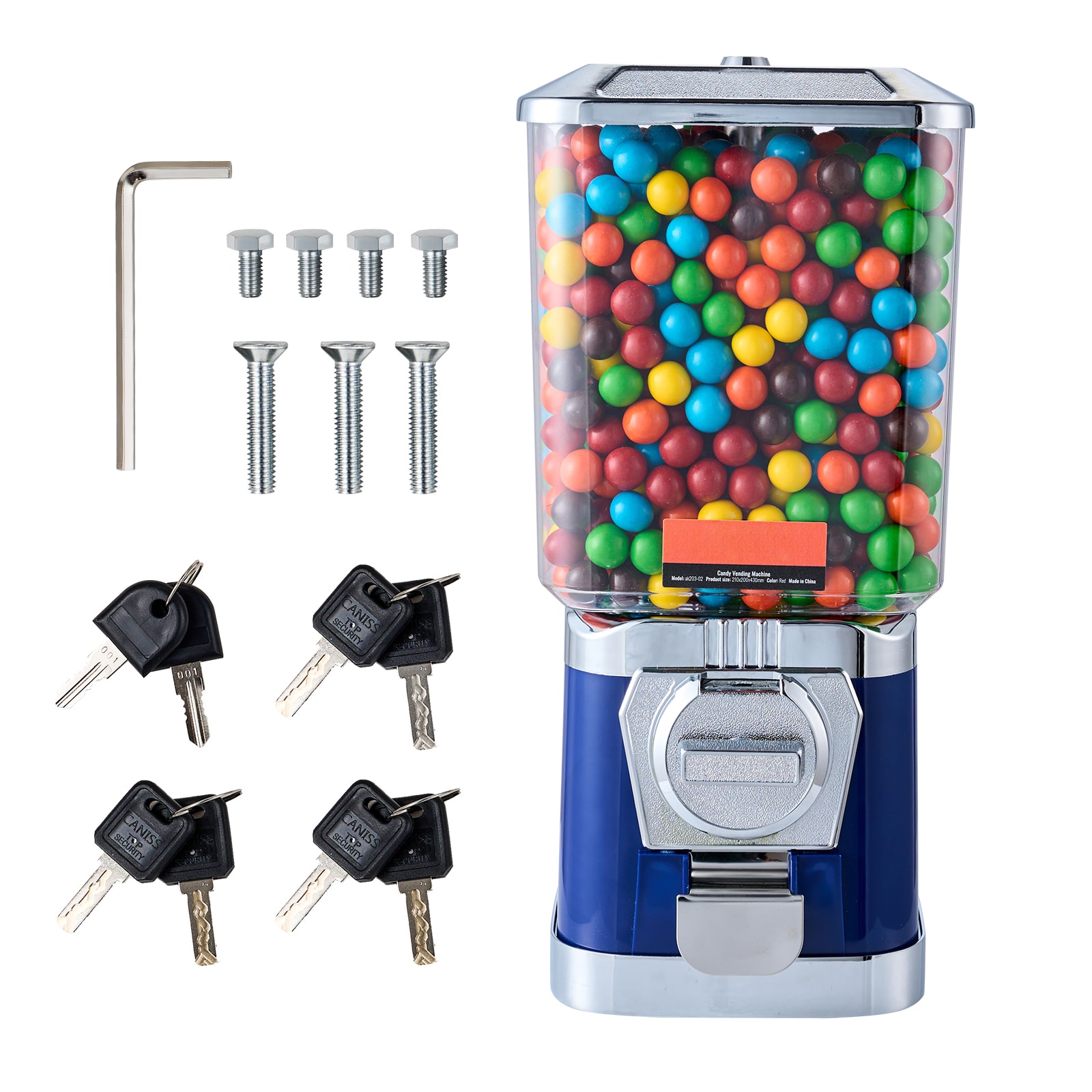 GIVIMO - 17-in Coin-Operated Gumball Machine with 25-Cent Mechanism featuring Toy Capsule Dispens...